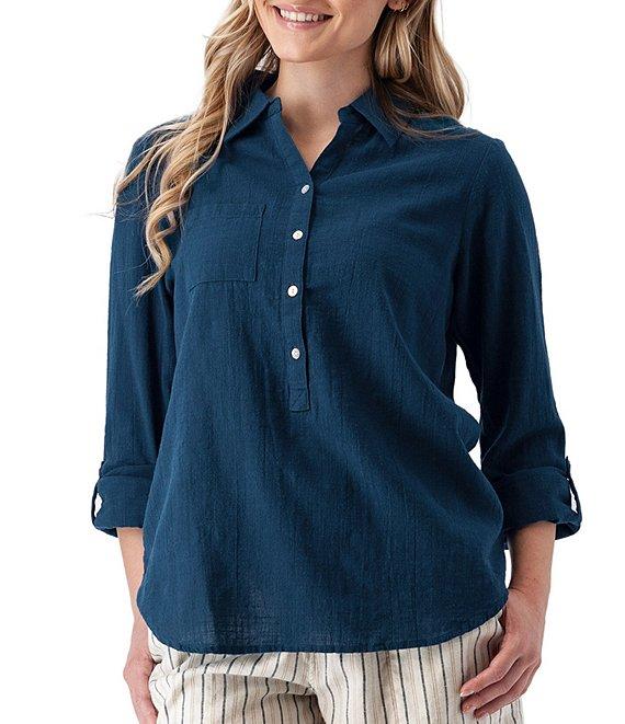 Aventura The Laken Organic Cotton Roll-Tab Sleeve Popover Top Product Image