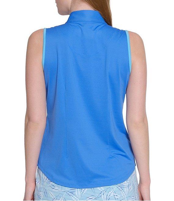 Sport Haley Gabby Mock Neck Sleeveless Contrast Trim Quarter Zip Polo Product Image