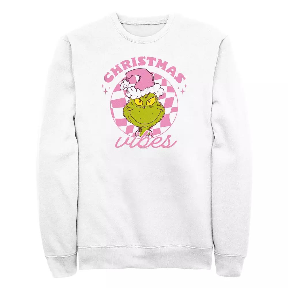 Men's Dr. Seuss Grinch Christmas Vibes Fleece Sweatshirt,  Product Image