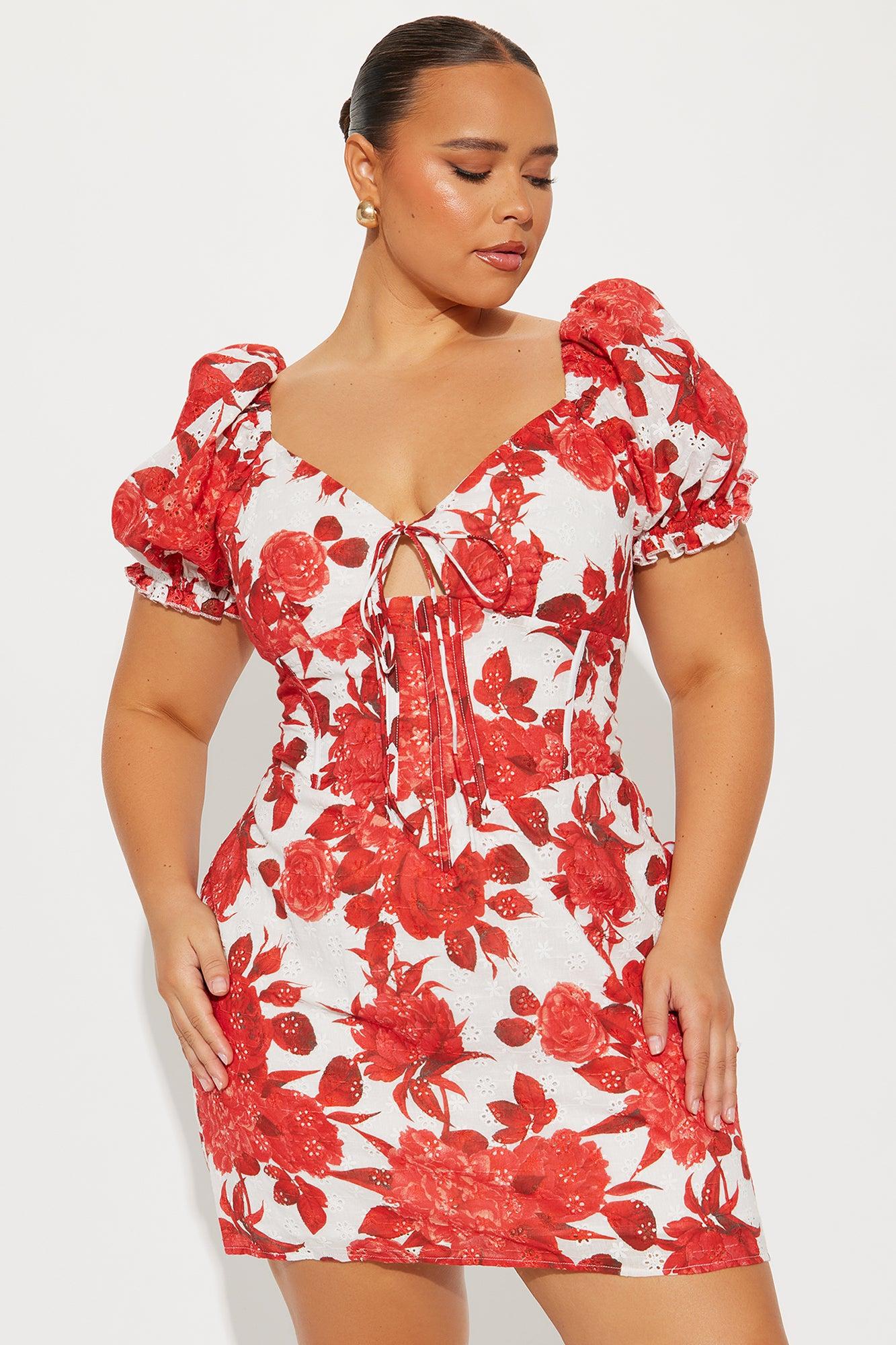 Darling Rose Floral Eyelet Mini Dress - Red/combo Product Image