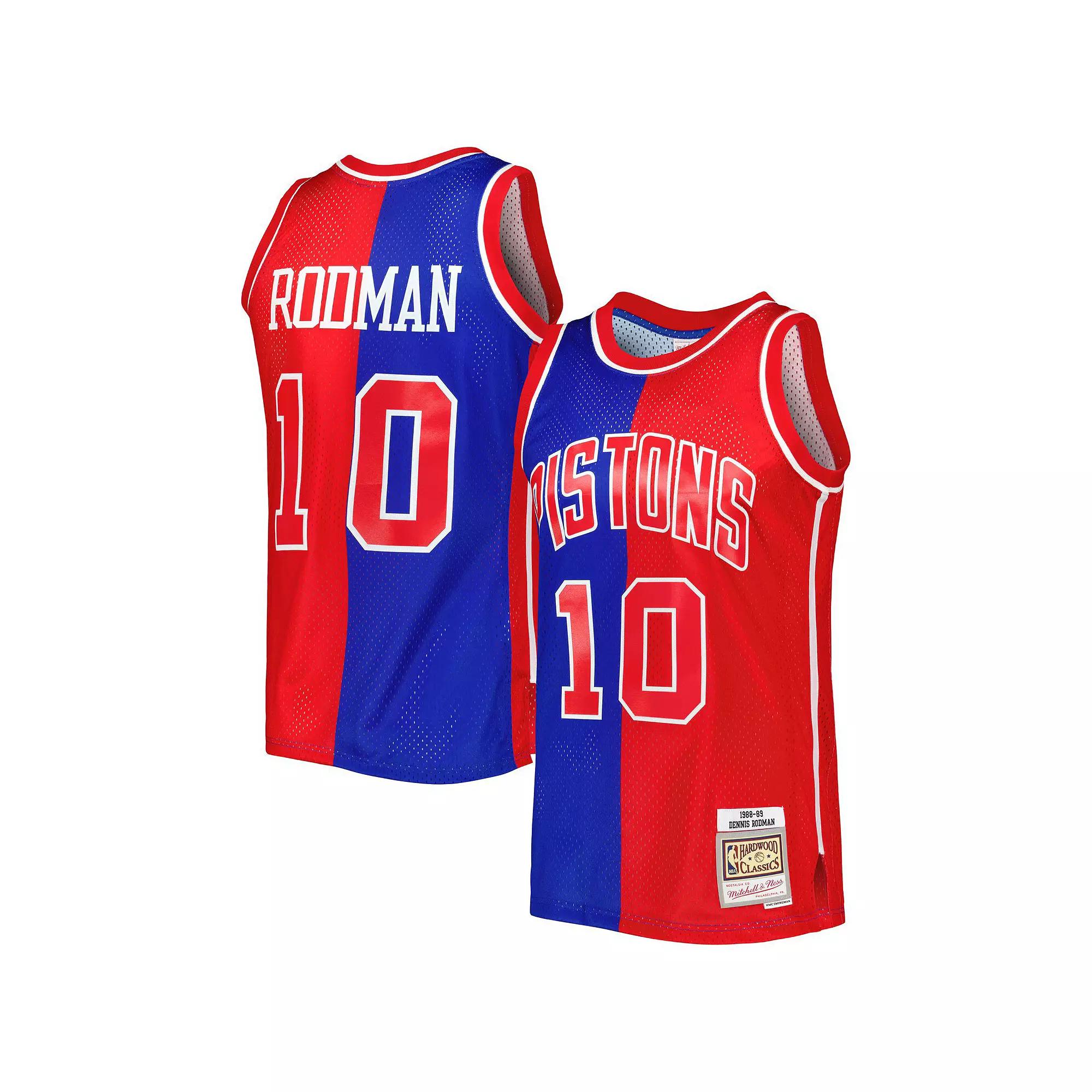 Men's Mitchell & Ness Dennis Rodman Blue/Red Detroit Pistons Hardwood Classics 1988-89 Split Swingman Jersey, Size: Large, Pis Blue Product Image