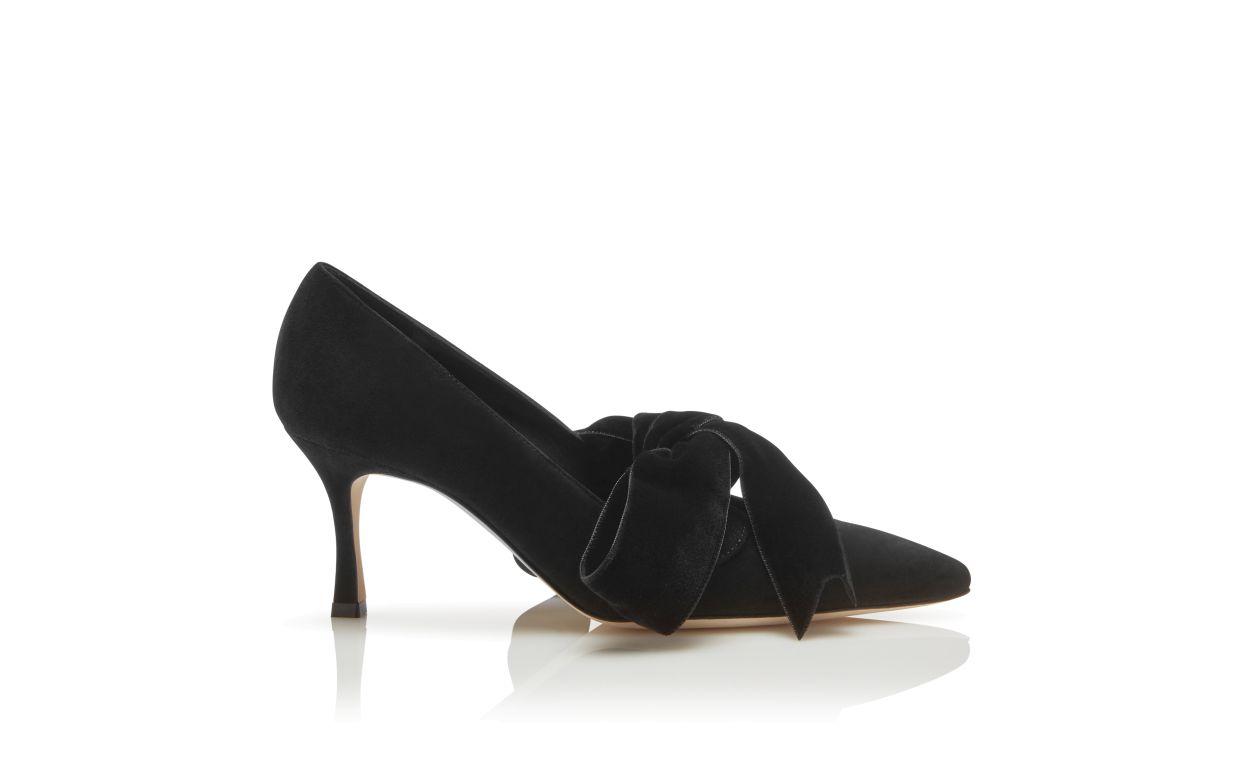 SERBA Black Suede and Velvet Bow Detail Pumps Product Image