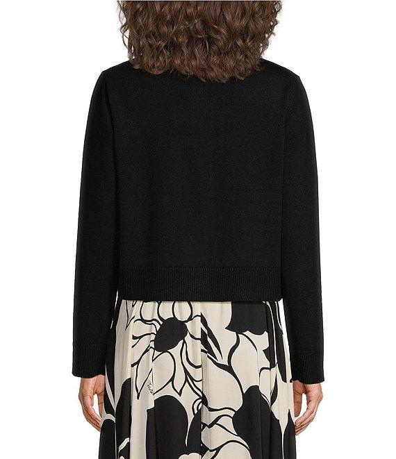 Tara Jarmon Gyslain Knit Crew Neck Long Sleeve Patch Pocket Button Front Cardigan Product Image