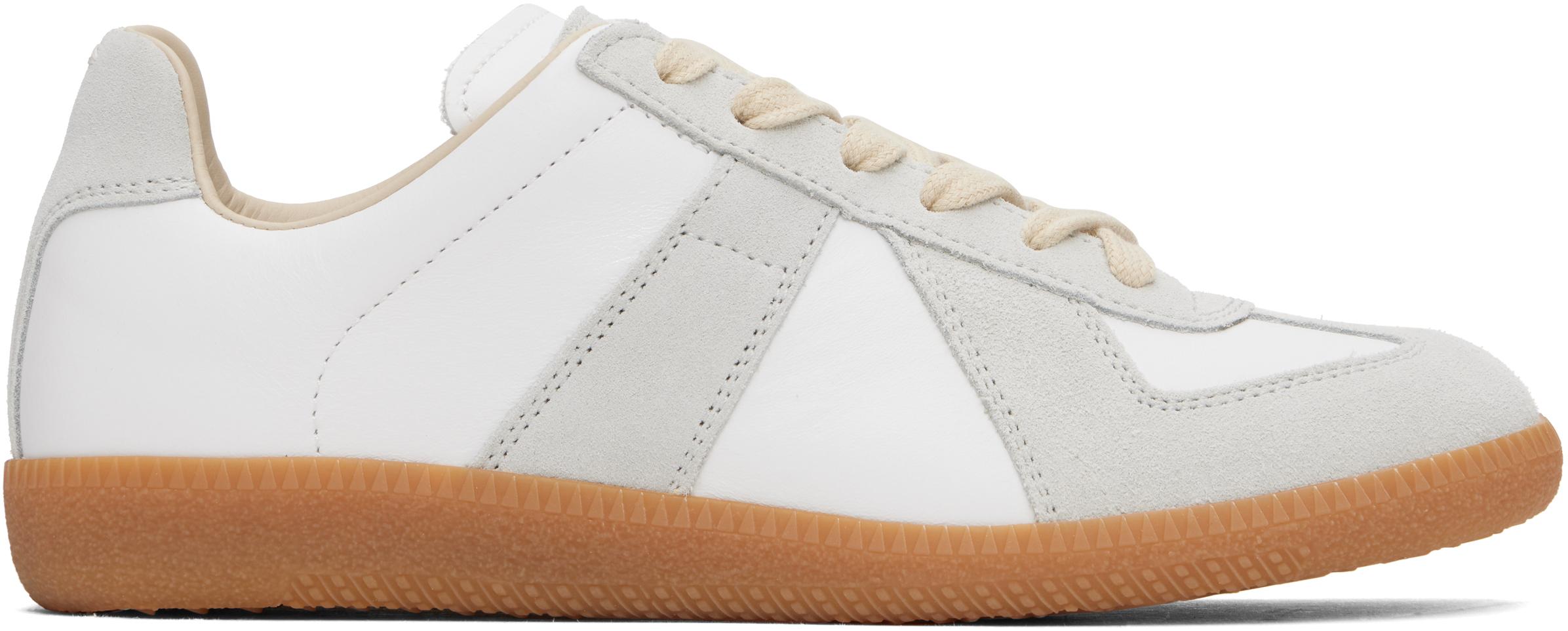 MAISON MARGIELA Replica Leather And Suede Sneakers In White Product Image