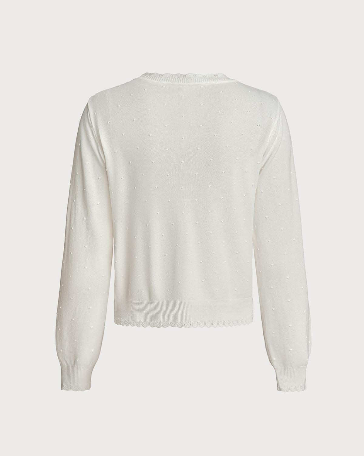 White V Neck Button Cardigan Product Image