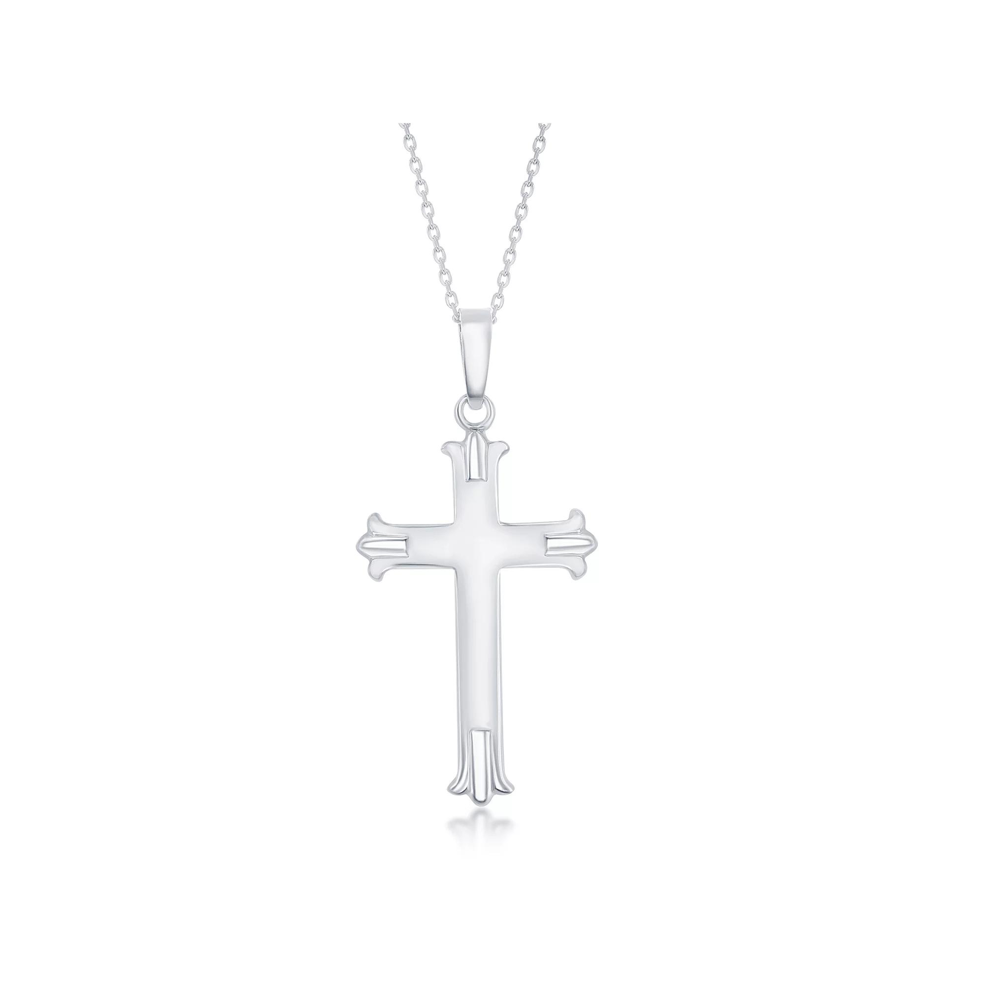 Argento Bella Sterling Silver Designed Cross Pendant Necklace, Women's, Size: 18" Product Image