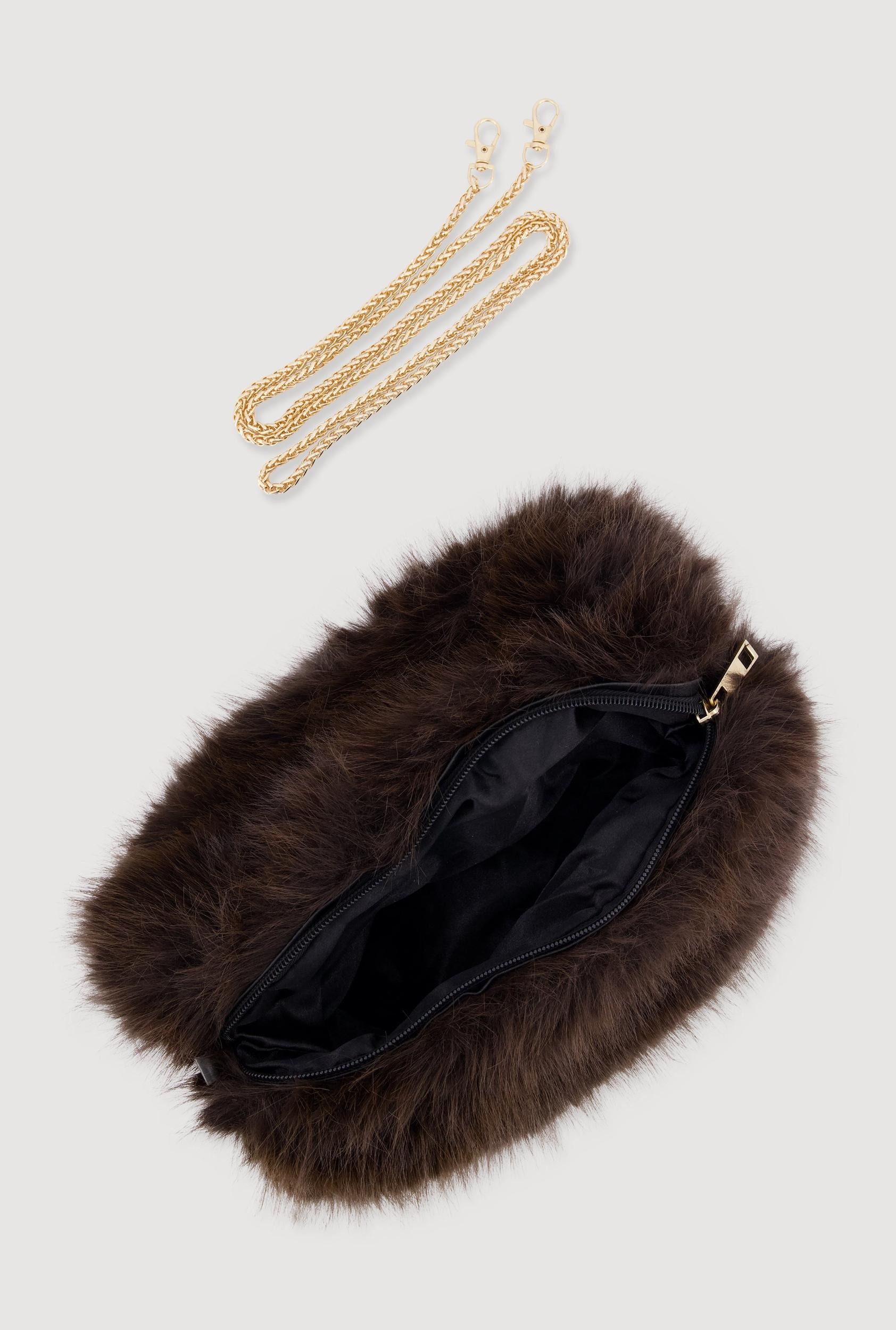 Faux Fur Hand Muff Convertible Clutch Bag Female Product Image
