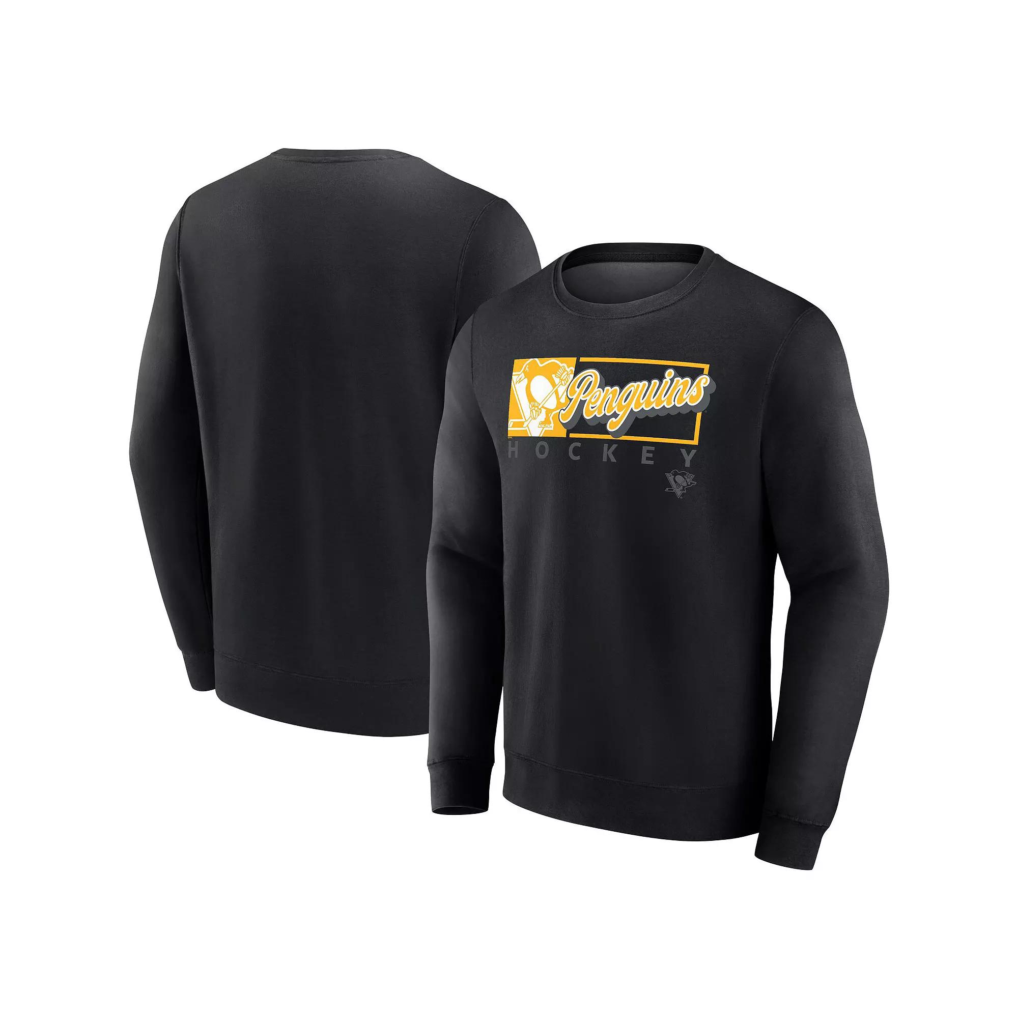 Men's Fanatics Branded Black Pittsburgh Penguins Focus Fleece Pullover Sweatshirt, Size: Small Product Image