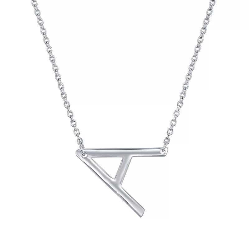 Sterling Silver Sideways Initial Necklace, Womens Sterling B Product Image