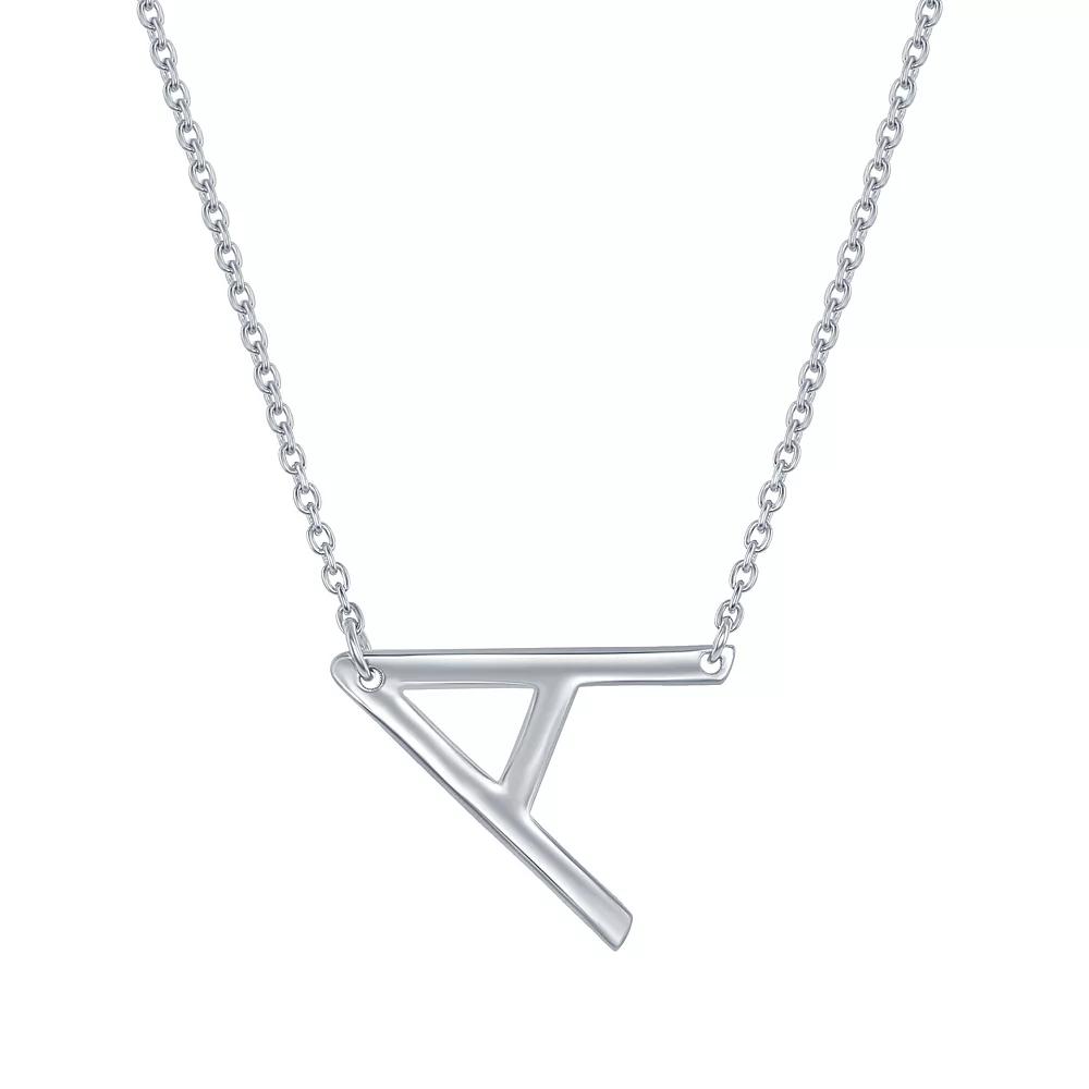 Sterling Silver Sideways Initial Necklace, Womens Sterling B Product Image