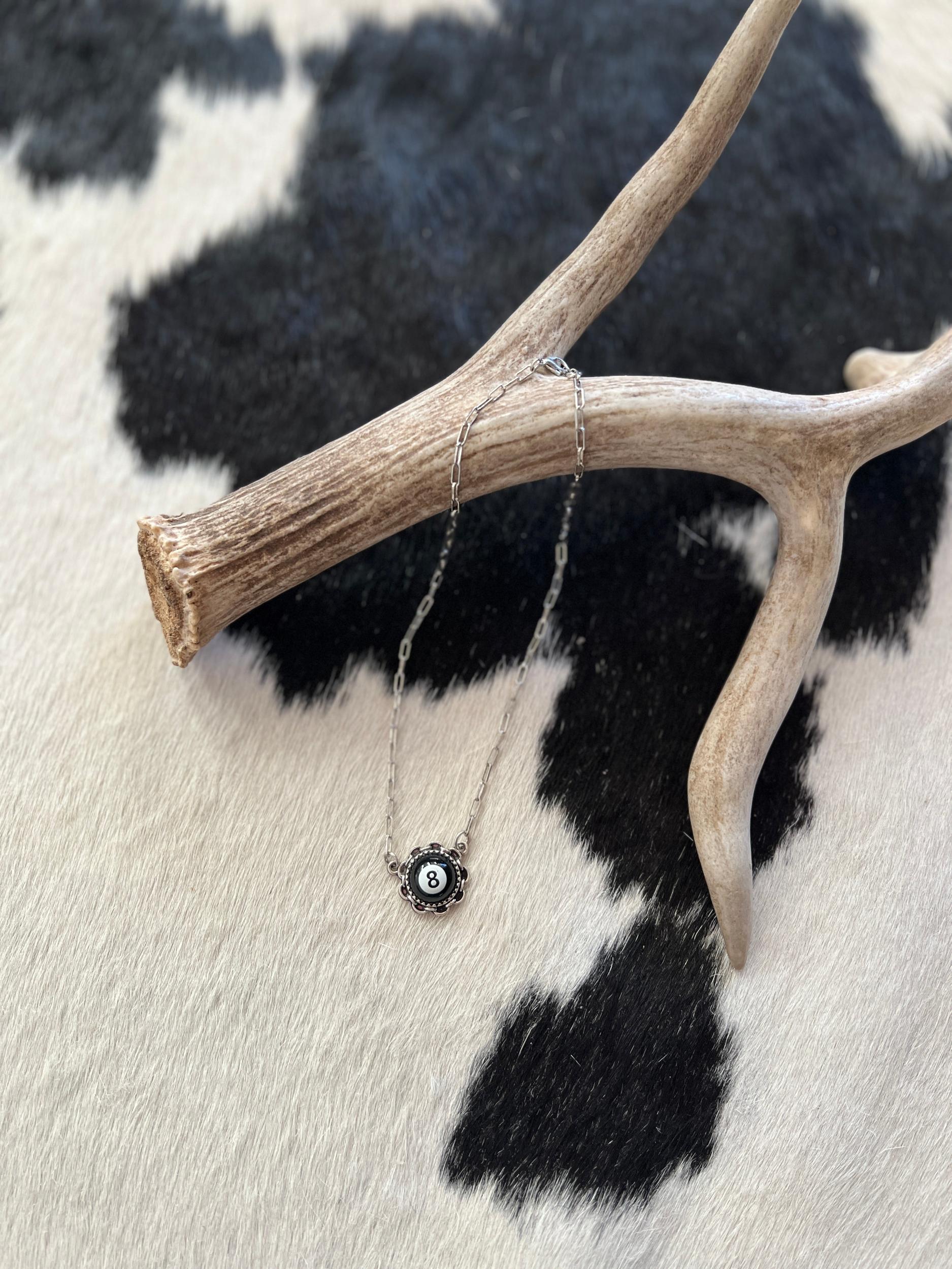 8 Ball Little Chain Link Necklace Product Image