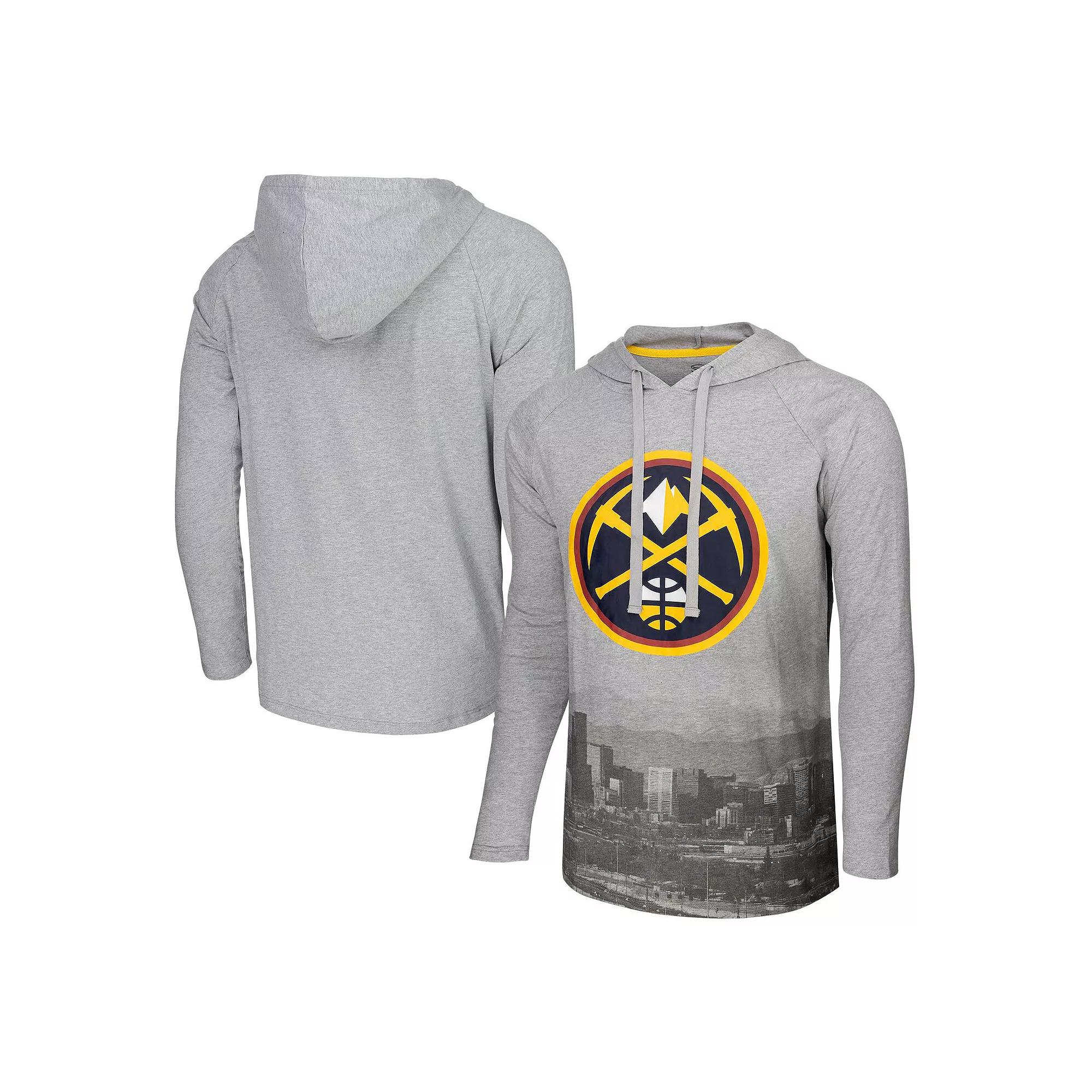 Men's Stadium Essentials Heather Gray Denver Nuggets Atrium Raglan Long Sleeve Hoodie T-Shirt, Size: Small, Nug Grey Product Image