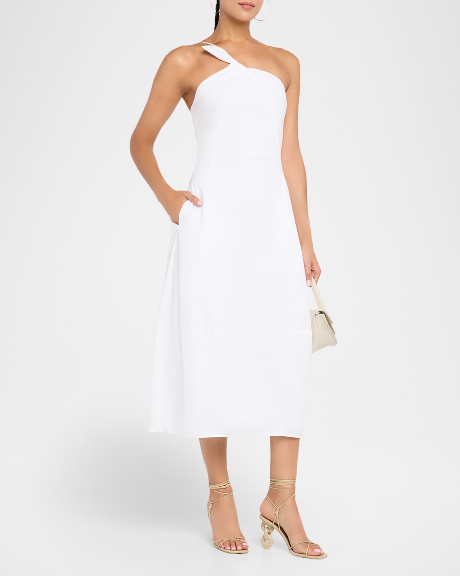 Araceli Draped Asymmetric Midi Dress Product Image
