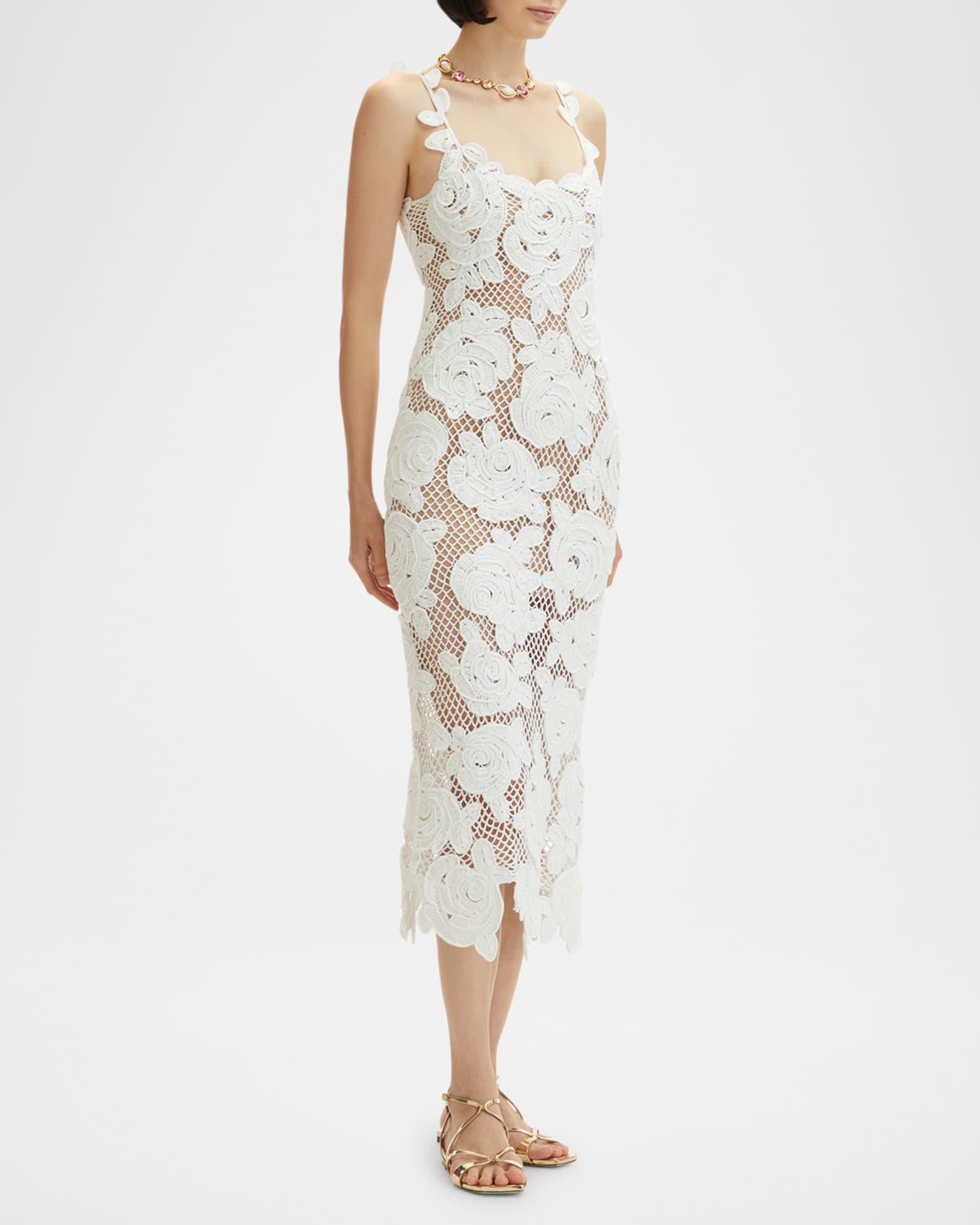 Rose Crochet Knit Sleeveless Midi Dress Product Image