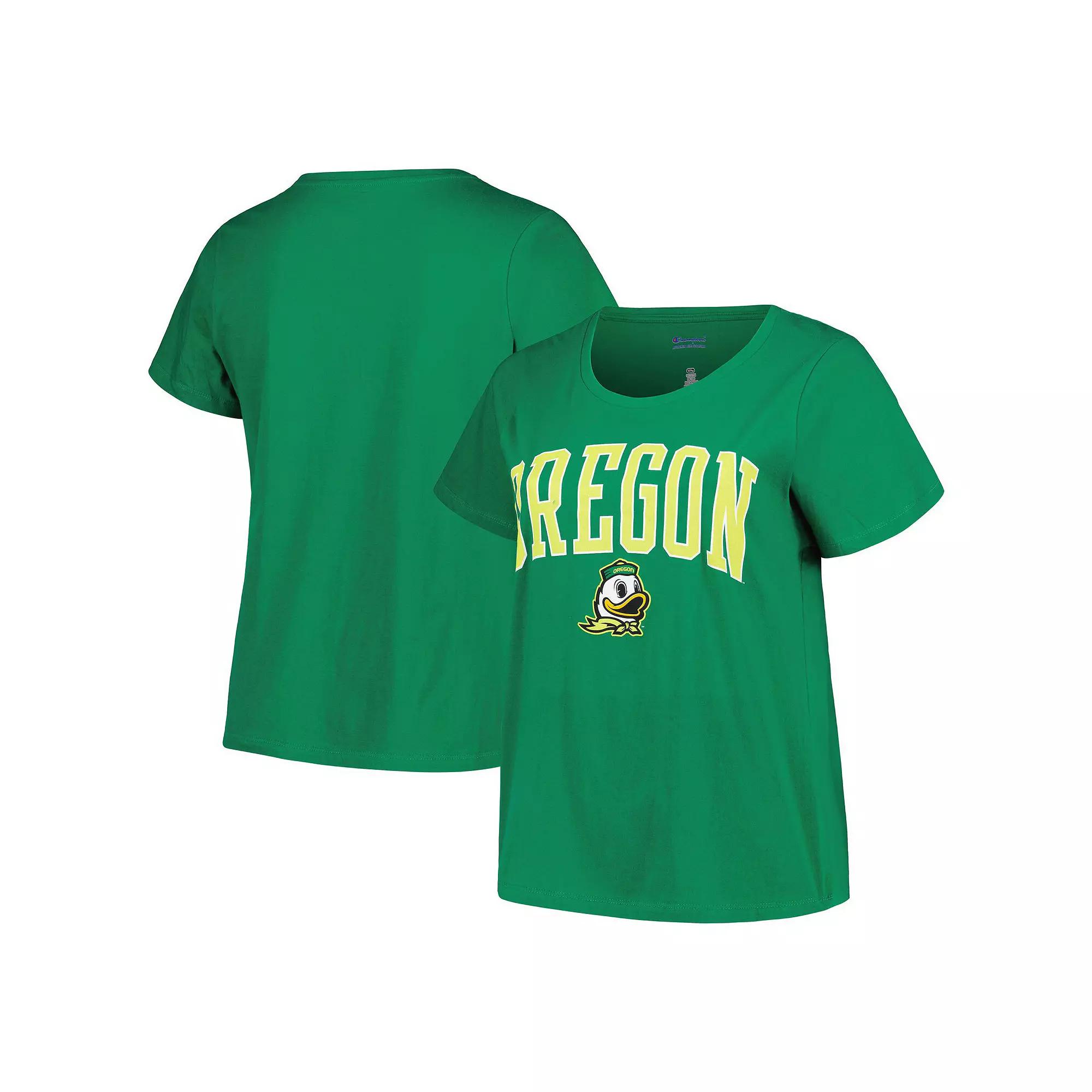 Women's Profile Green Oregon Ducks Plus Size Arch Over Logo Scoop Neck T-Shirt, Size: 2XL Product Image