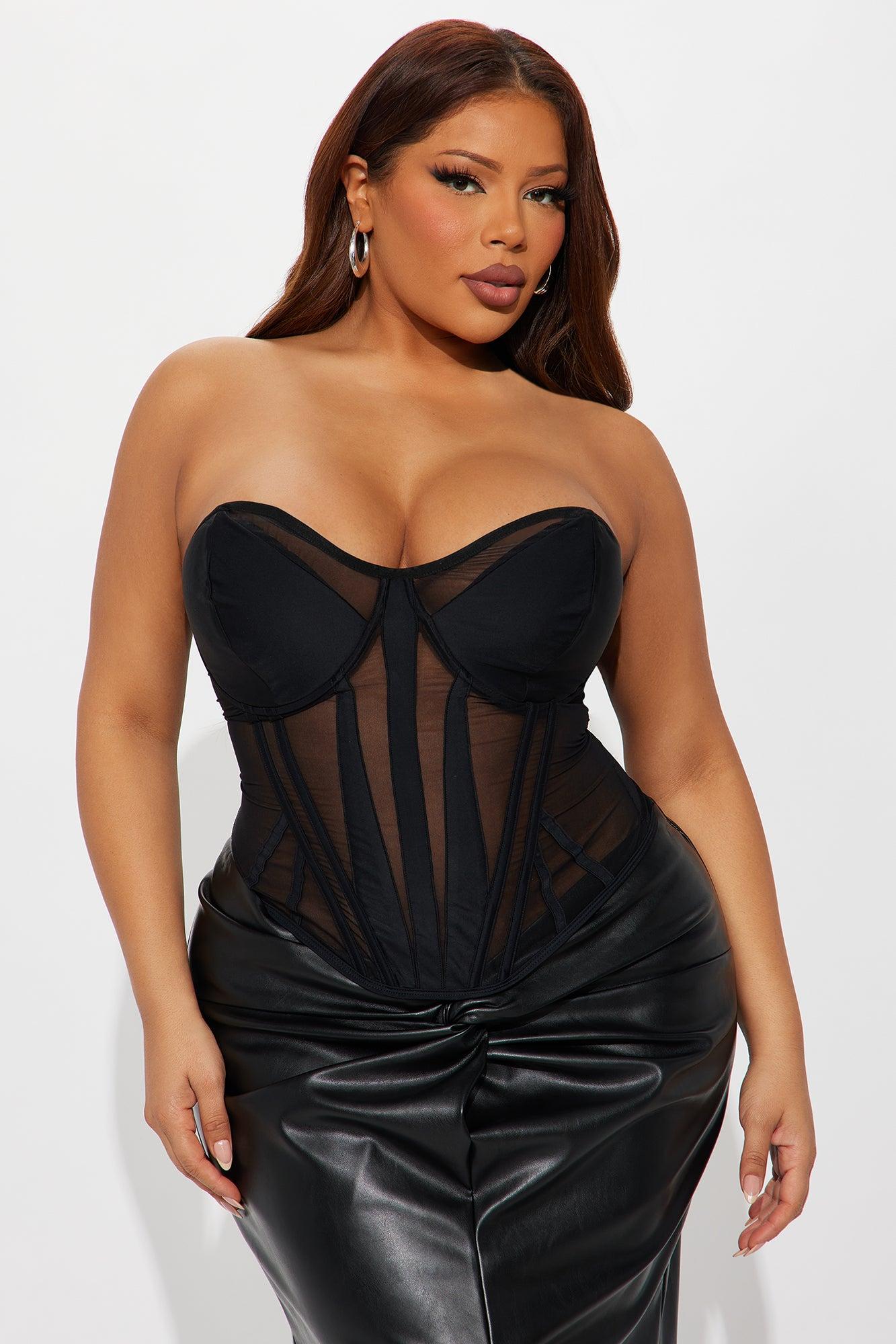 Zelia Mesh Corset Top - Black Female Product Image