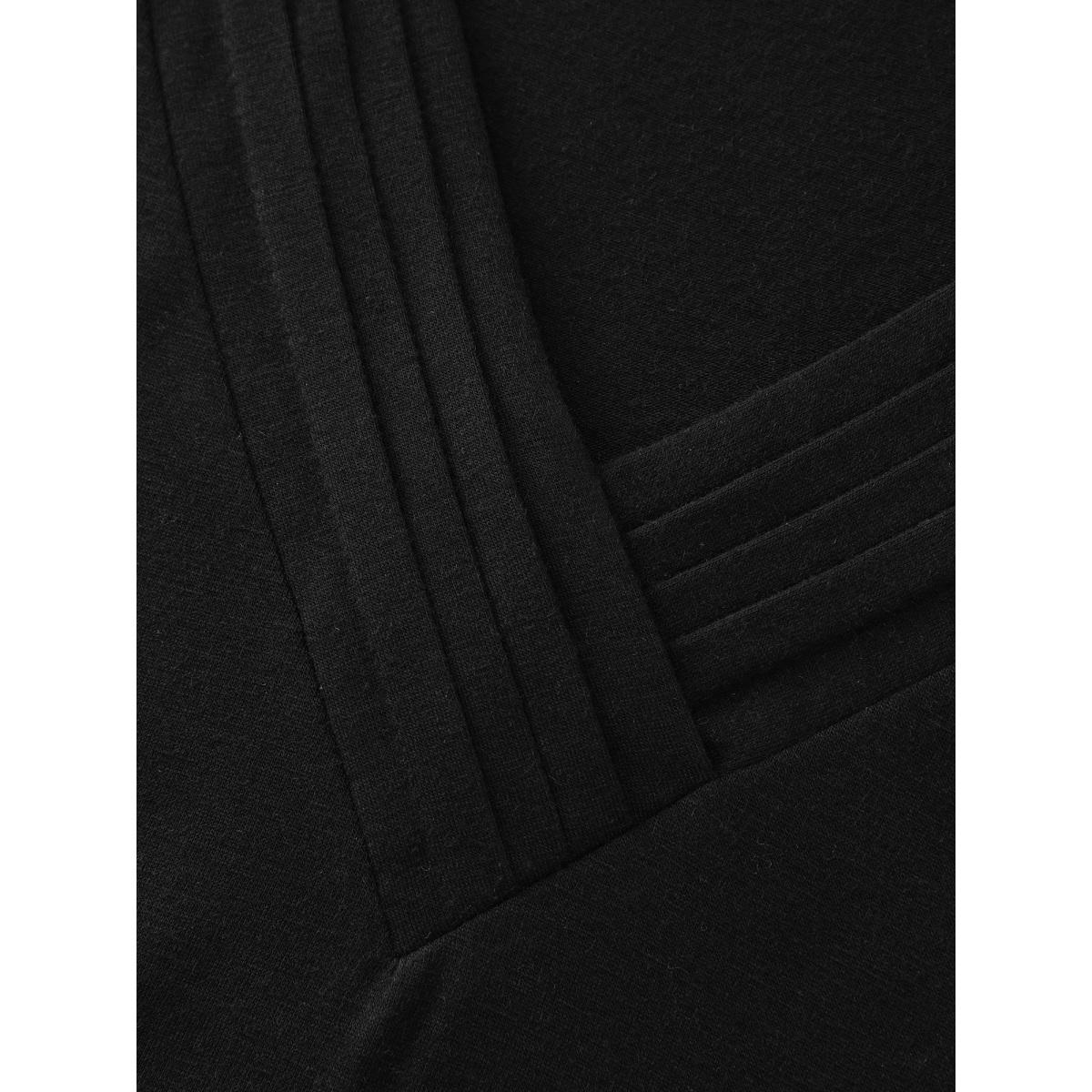 Plus Size Floral Embroidered V-Neck Pockets Midi Dress Black Women Embroidered V-neck Elbow-length sleeve Curvy BloomChic 28/5X Product Image