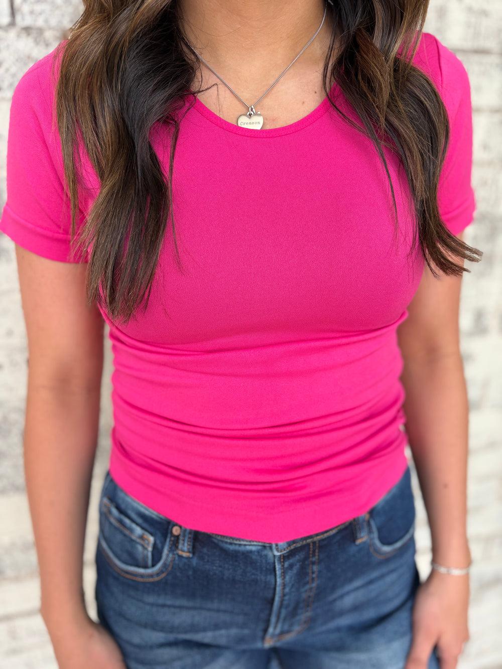 Seamless Round Neck Short Sleeve Top - 5 Colors Product Image