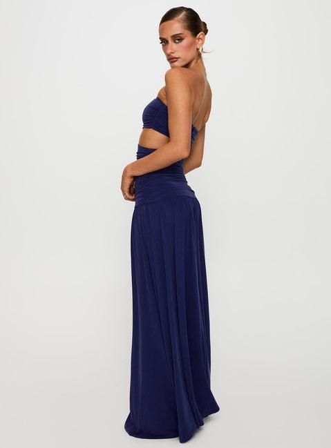 Grandeur Strapless Maxi Dress Navy Product Image