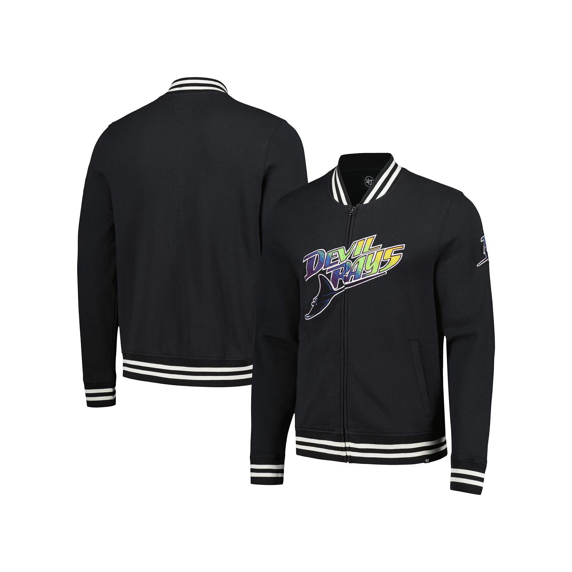 Men's '47 Black Tampa Bay Rays Wax Pack Pro Camden Full-Zip Track Jacket, Size: 3XL Product Image