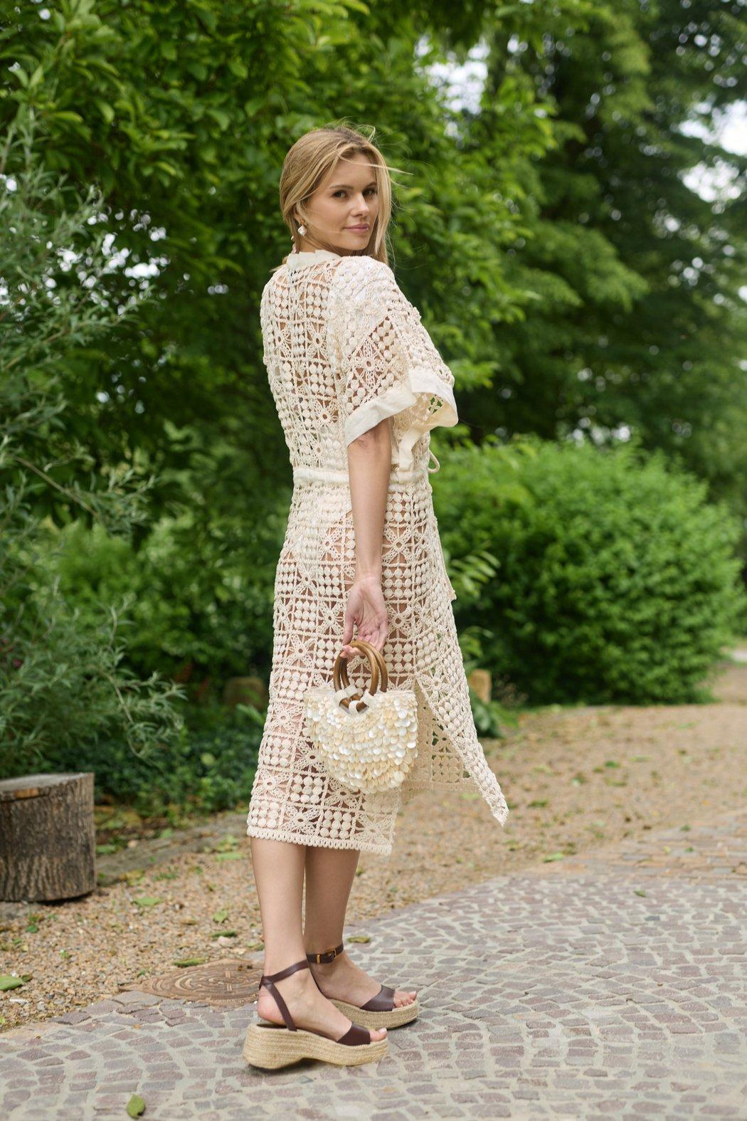 V-Neck Tie-Front Crochet Cover Up Product Image