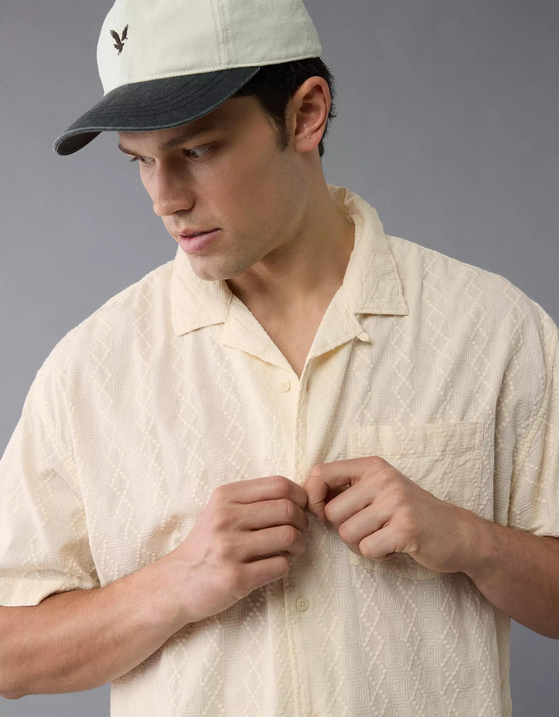 AE Poolside Textured Printed Button-Up Shirt Product Image