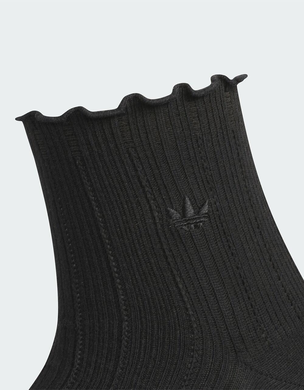 ADIDAS Originals U Ori Ruffle 3 Pack Womens Quarter Socks - BLK/BLK Product Image
