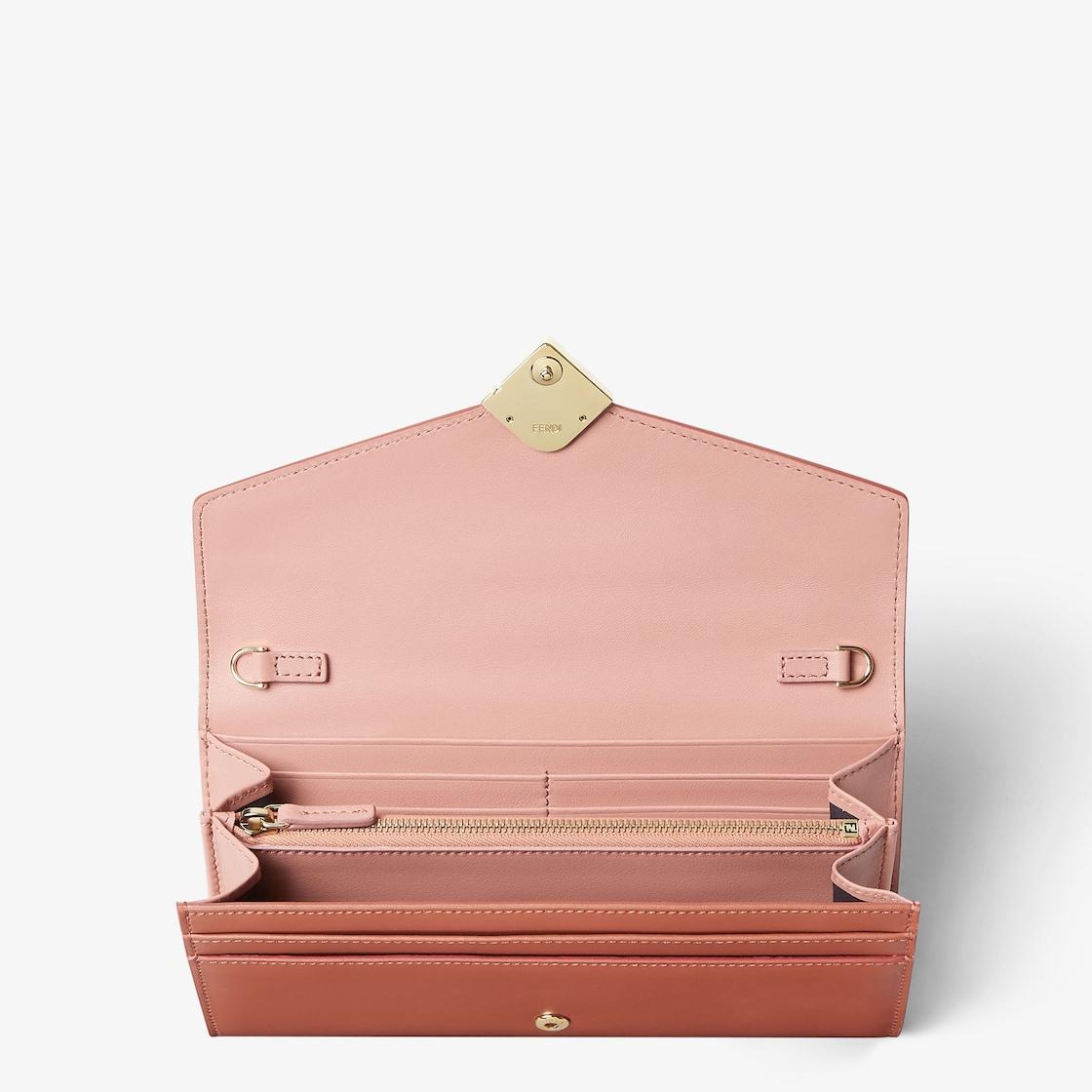 FF Diamonds Continental With ChainPink and sienna brown leather wallet Product Image