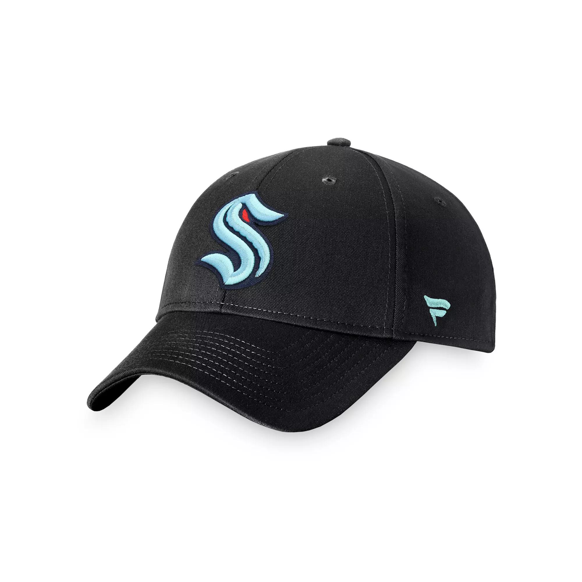 Men's Fanatics Branded Black Seattle Kraken Logo Core Adjustable Hat, Krk Black Product Image