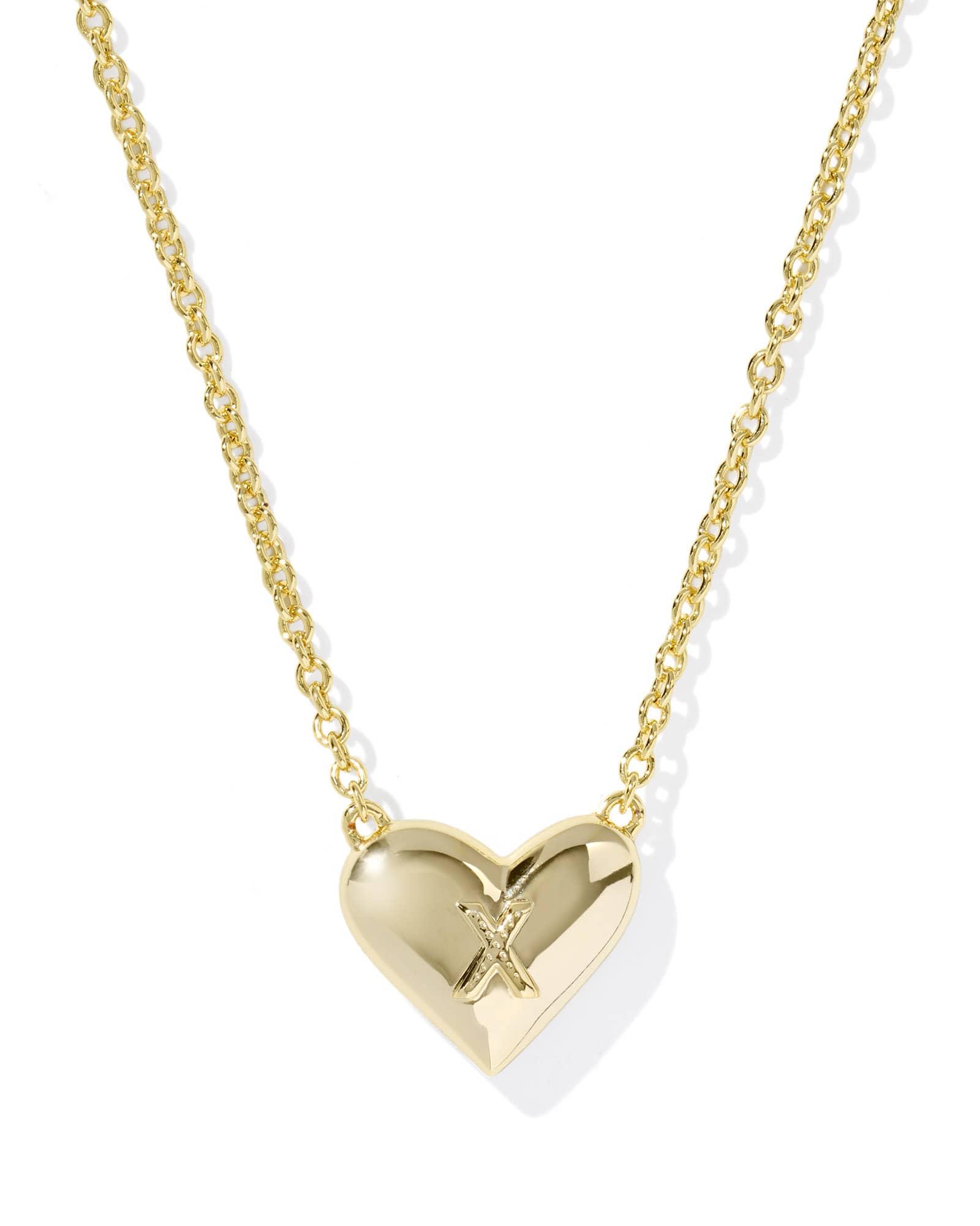 Ari Heart Letter X Gold Short Pendant Necklace Product Image
