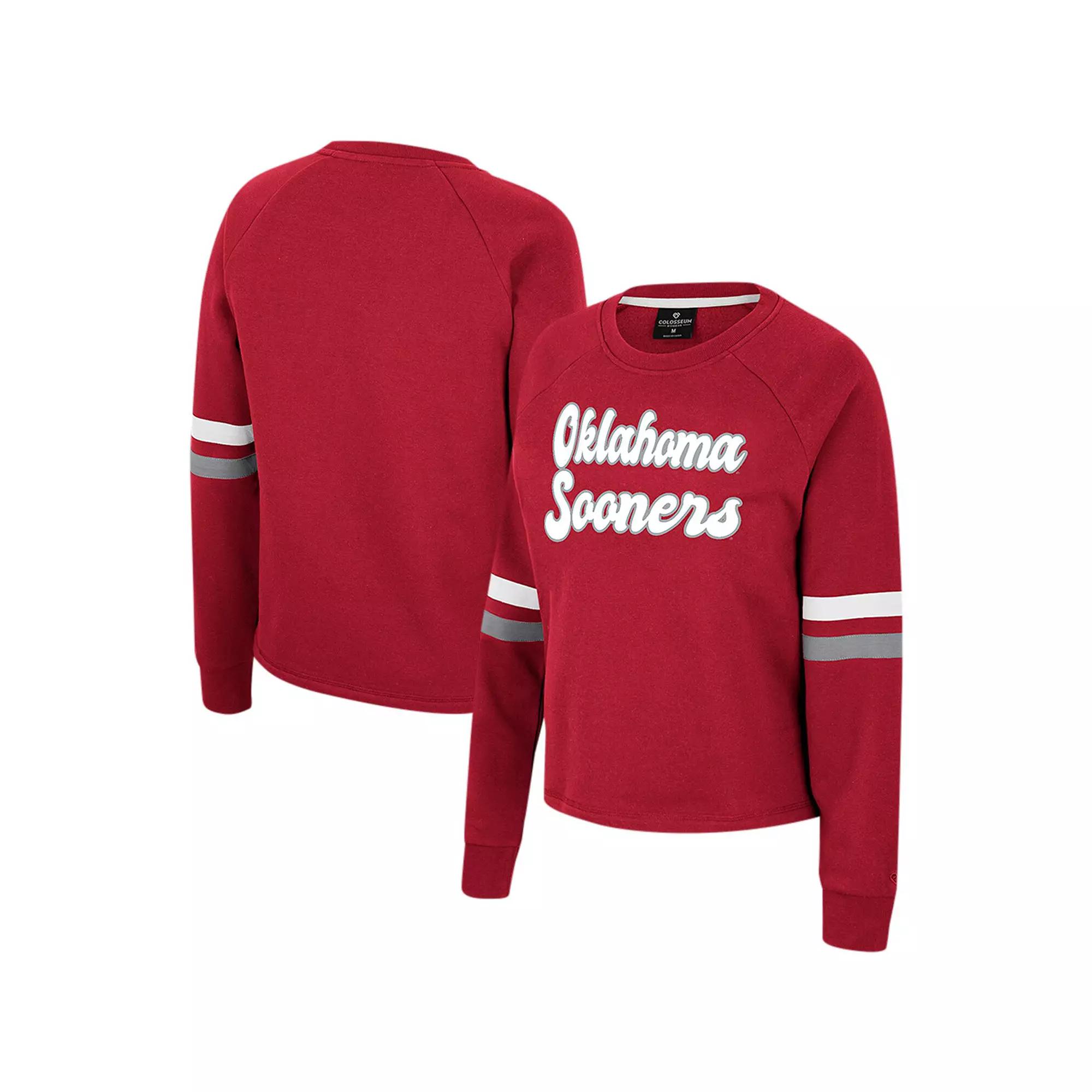 Women's Colosseum Crimson Oklahoma Sooners Talent Competition Raglan Pullover Sweatshirt,  Product Image