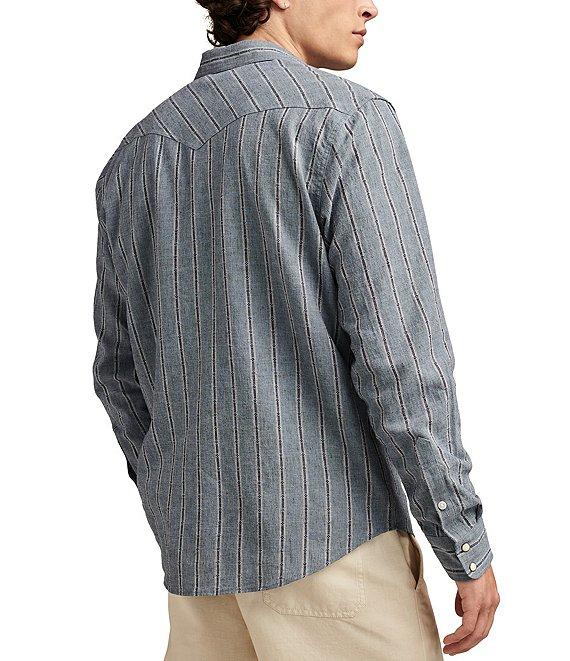 Lucky Brand Long Sleeve Mesa Western Inspired Striped Linen-Blend Shirt Product Image