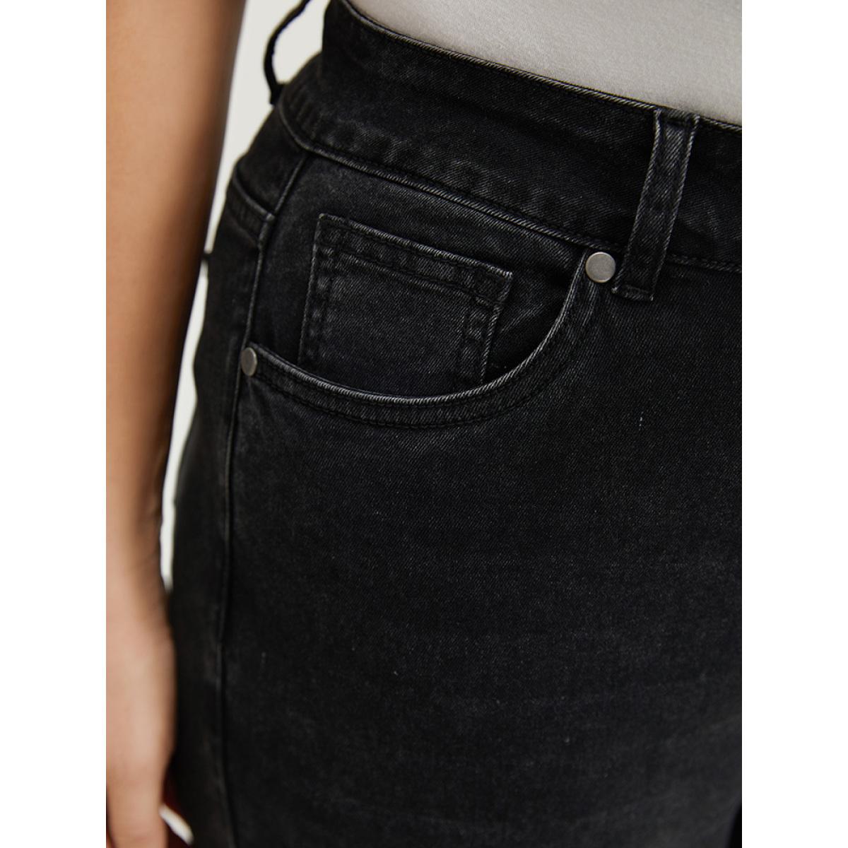 Plus Size Beaded Detail Pocket Very Stretchy Black Wash Jeans Women DimGray Casual Plain Beaded High stretch Pocket Jeans BloomChic 20/2X Product Image