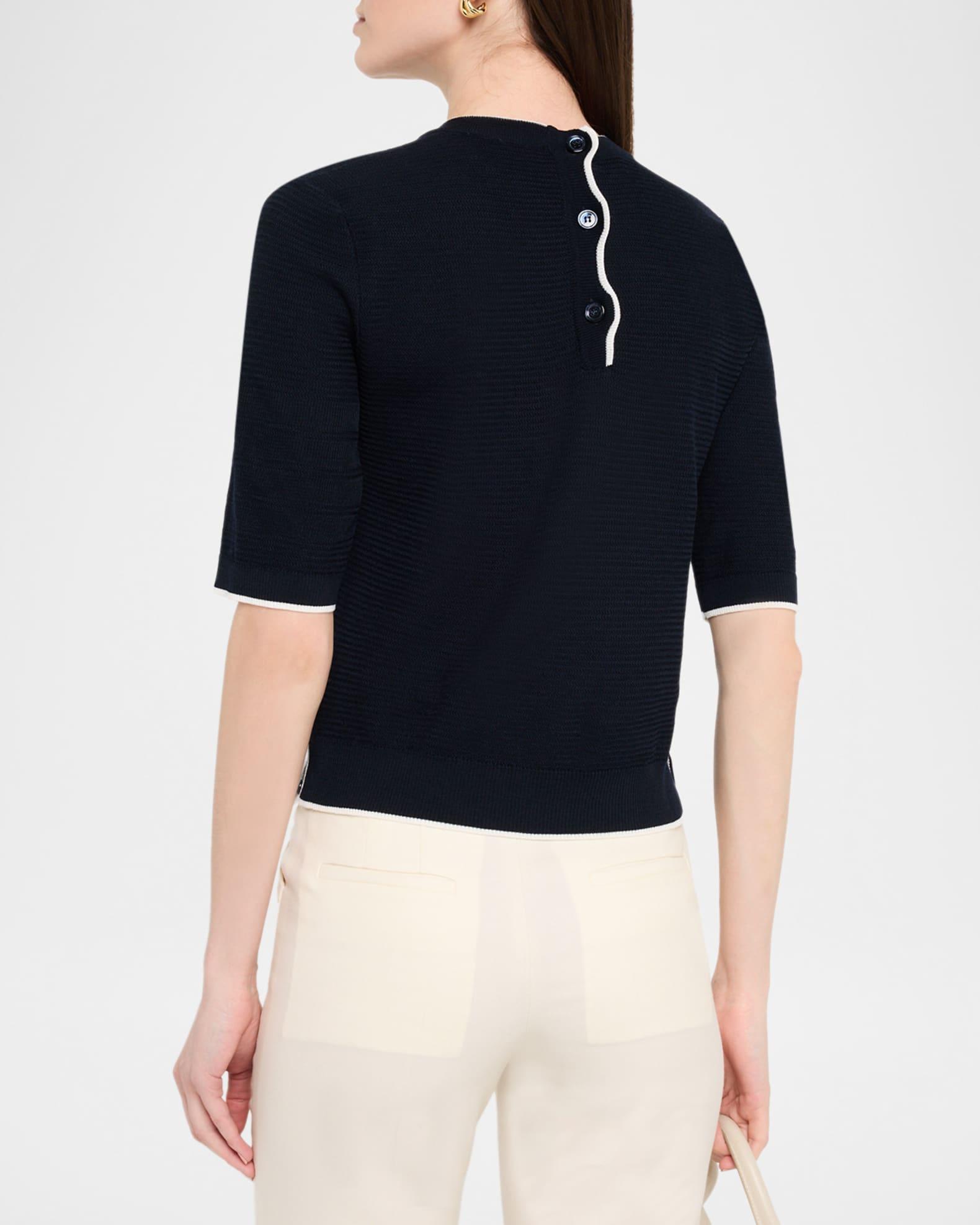 Textured Stitch Short-Sleeve Sweater Product Image