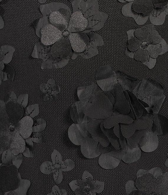 Allison & Kelly 3D Floral Printed Mesh Strapless Bow Back Dress Product Image