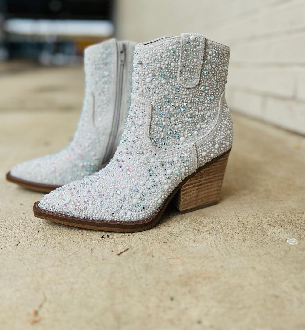 Very G Pearl "Kady" Silver Rhinestone Booties* Product Image