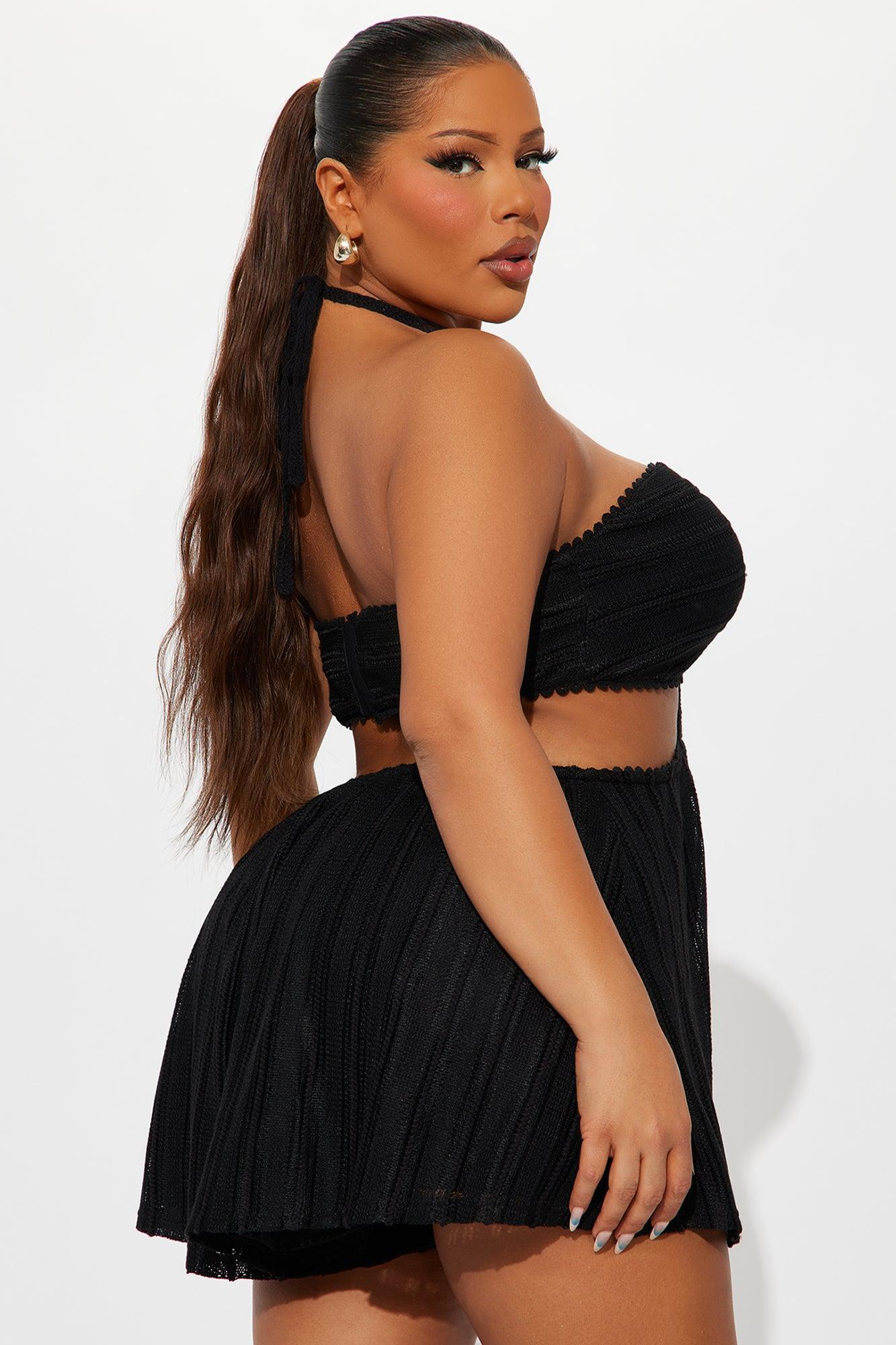 Amberlyn Crochet Halter Romper - Black Product Image