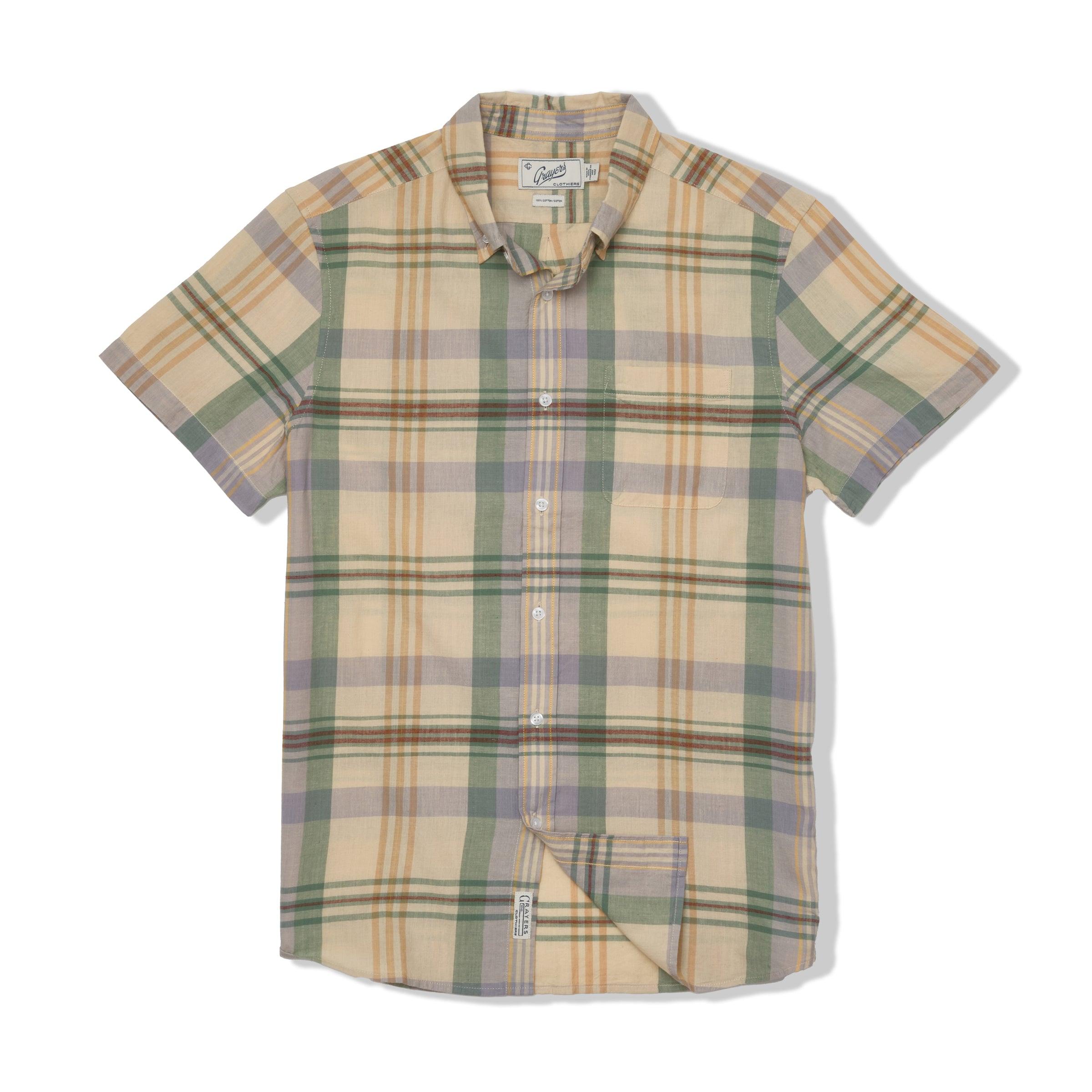 Classic Madras Plaid Short Sleeve Shirt - Lt Blue Cream Plaid Product Image