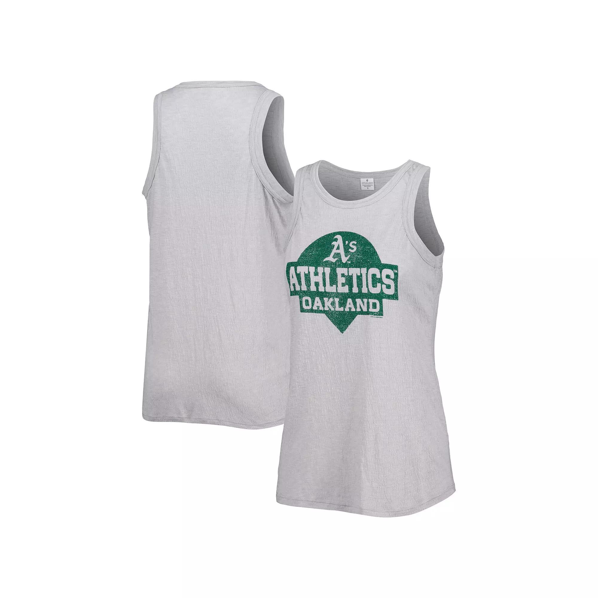 Women's Soft as a Grape Gray Oakland Athletics Tri-Blend Tank Top,  Product Image