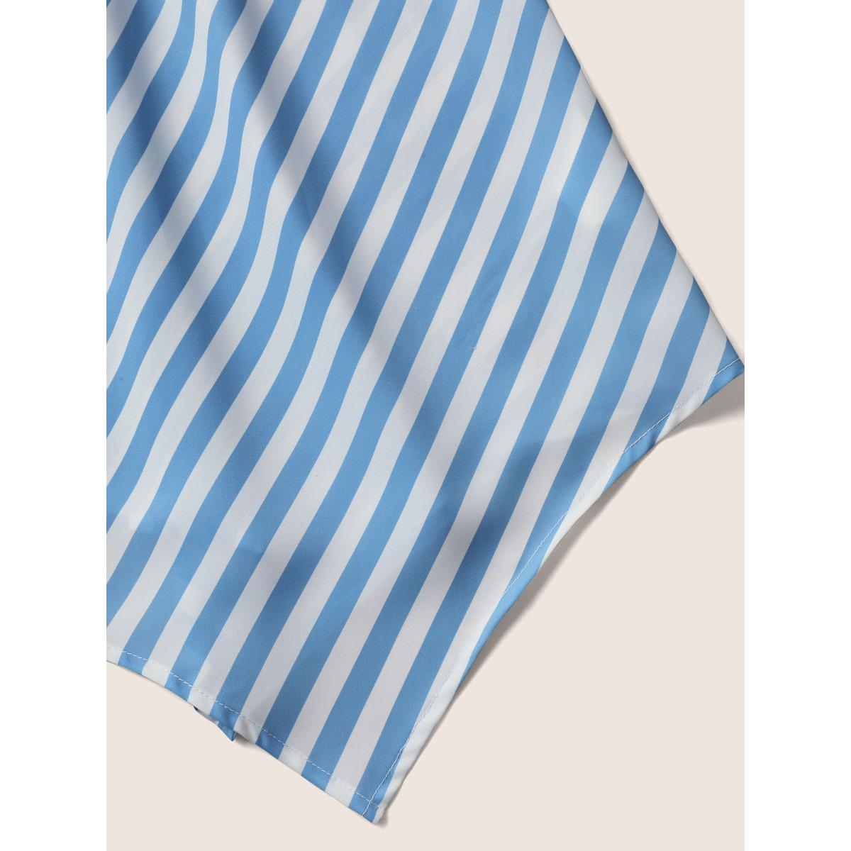 Plus Size Striped Elastic Waist Hanky Hem Tank Top Women LightBlue Casual Contrast V-neck Everyday Tank Tops Camis BloomChic 10/M Product Image