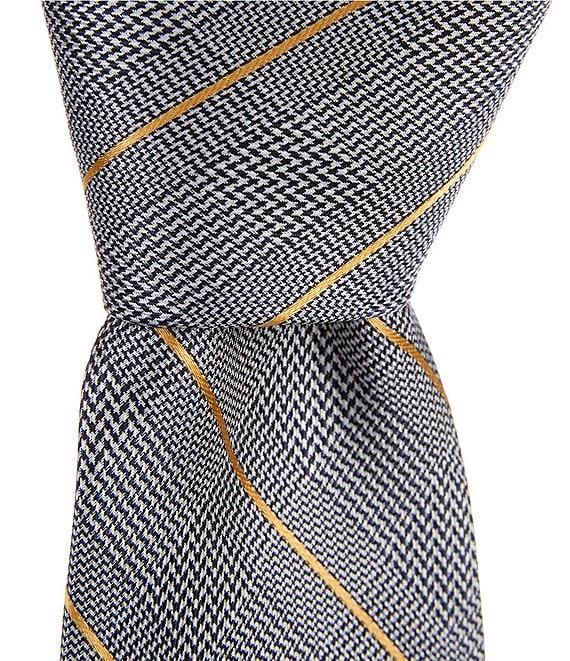 Hickey Freeman Prince Of Wales Plaid 3 1/4#double; Woven Silk Tie Product Image