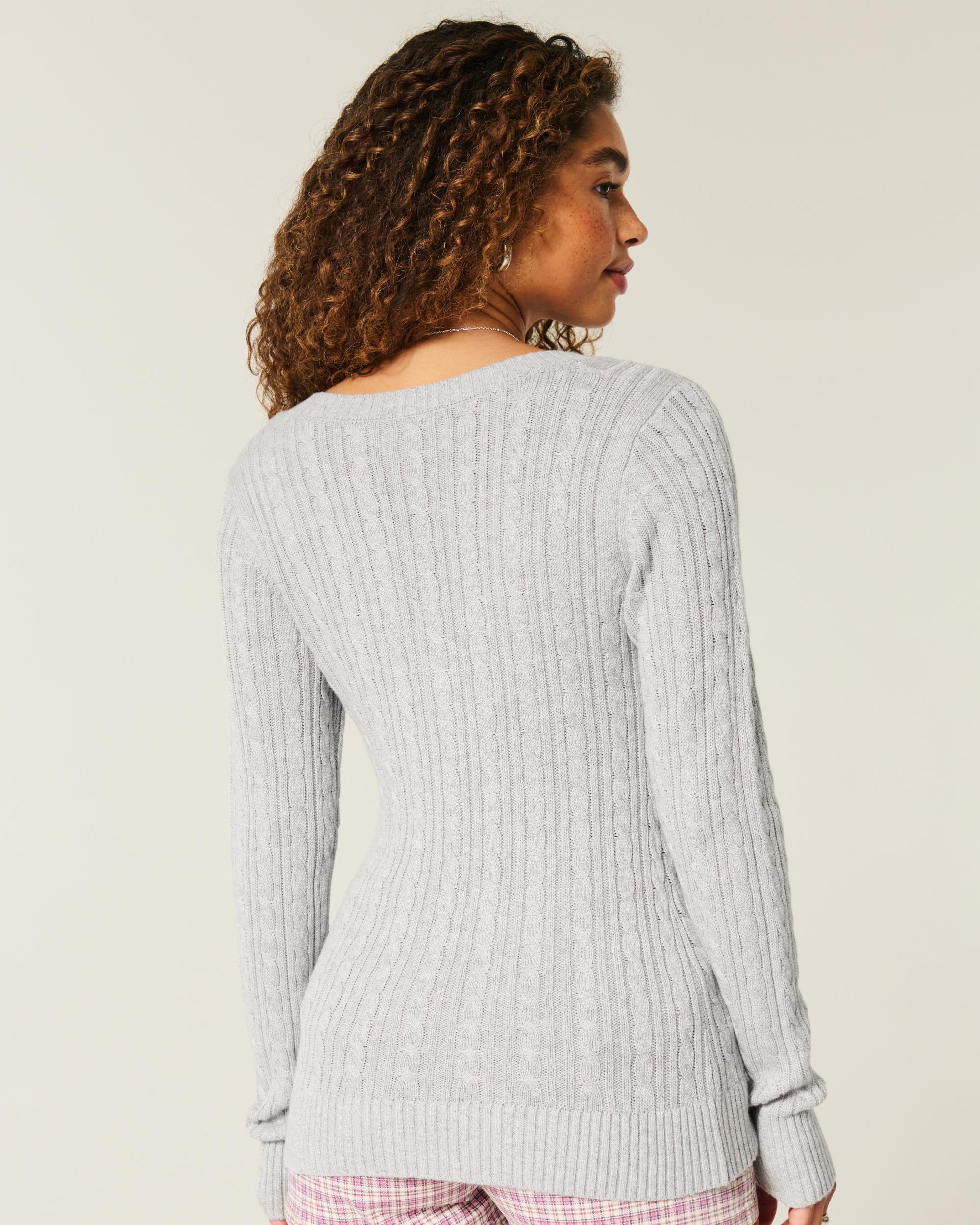 Cable-Knit Icon V-Neck Sweater Product Image