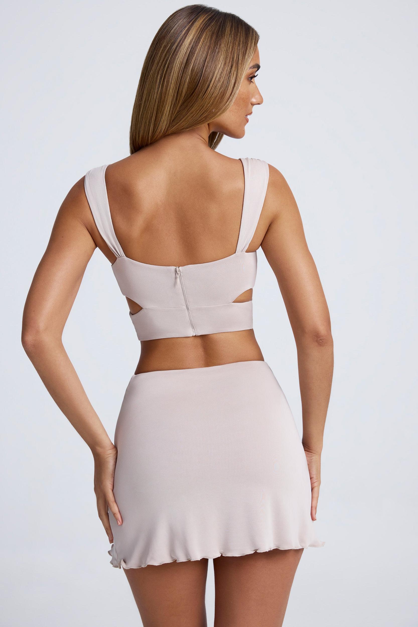 Ruched A-Line Mini Skirt in Sky Grey Product Image