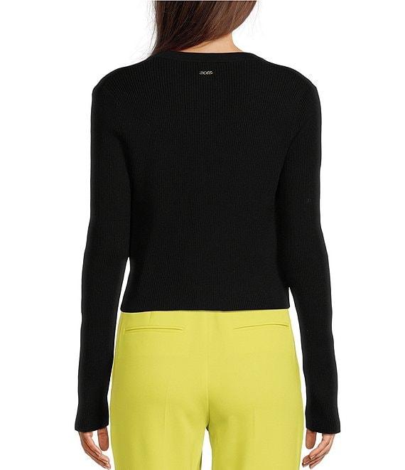 BOSS by Hugo Boss Fahara Solid Knit Crew Neck Button Front Cardigan Product Image