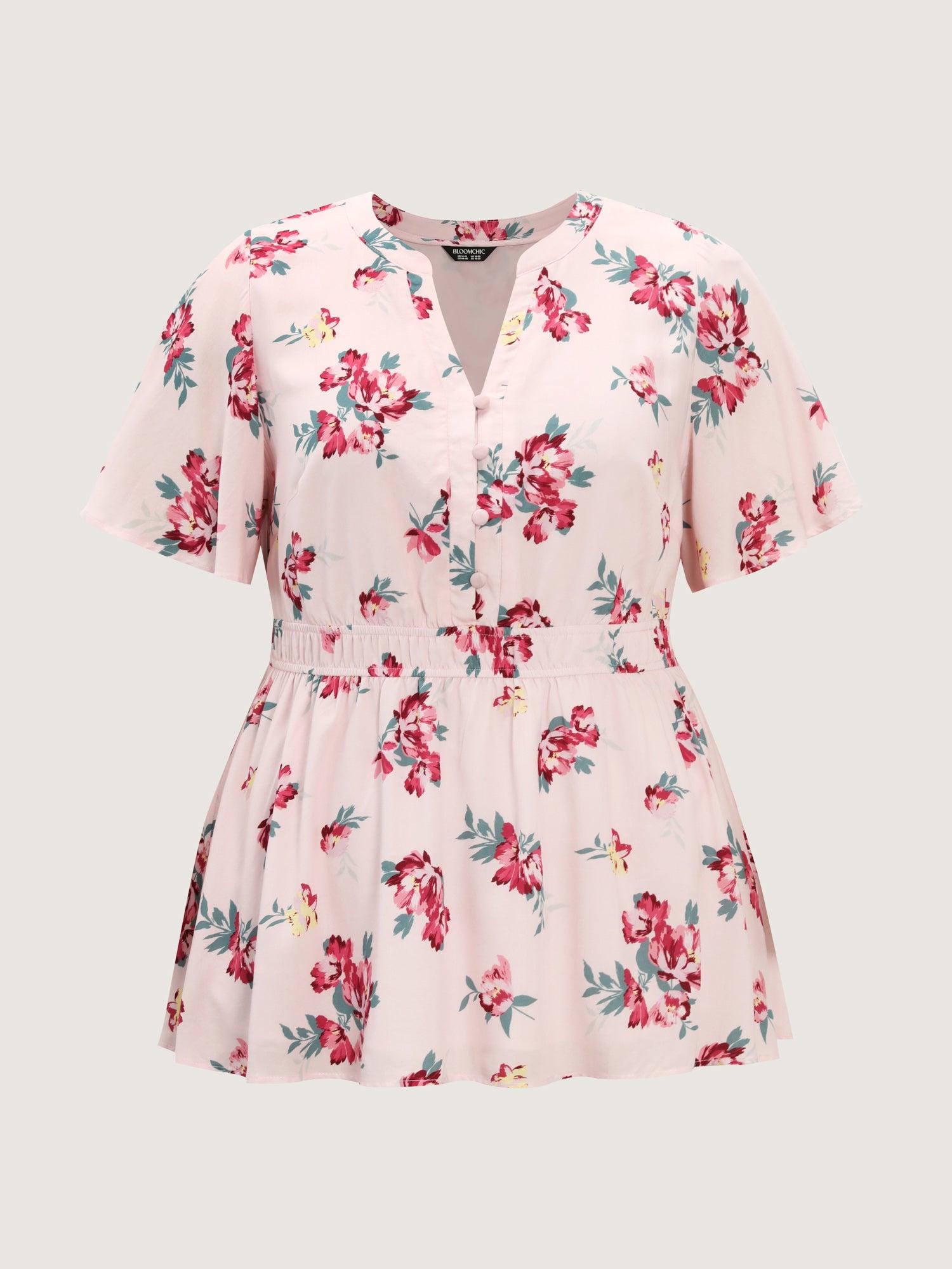 Supersoft Rose Print V-Neck Blouse Female Product Image
