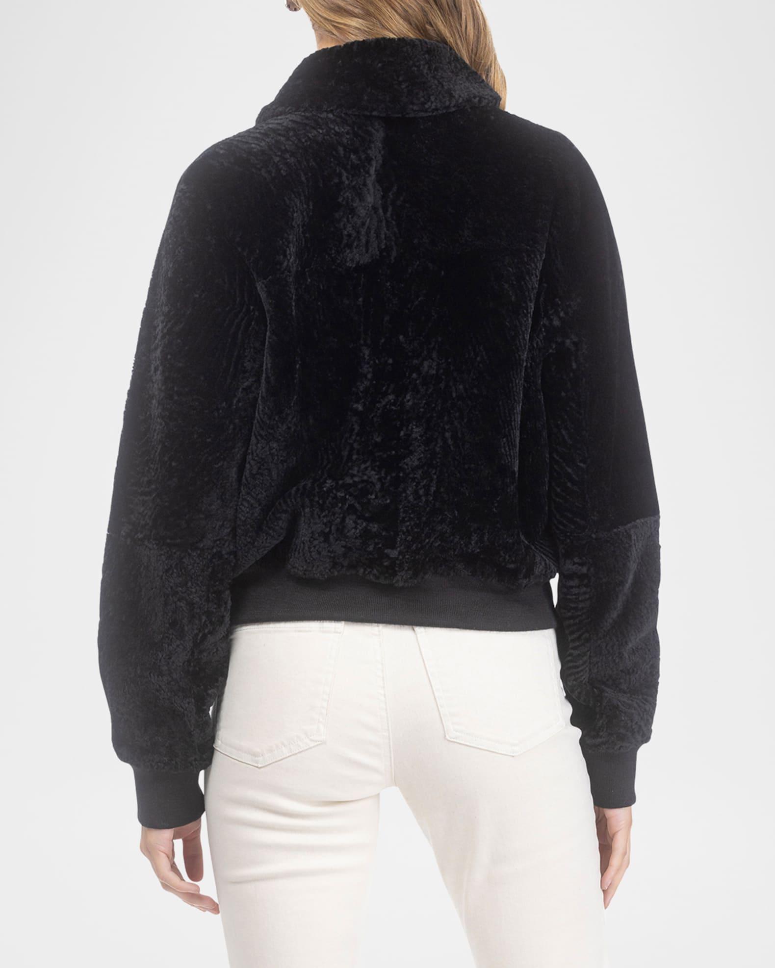 Reversible Textured Lamb Shearling Zip Jacket Product Image