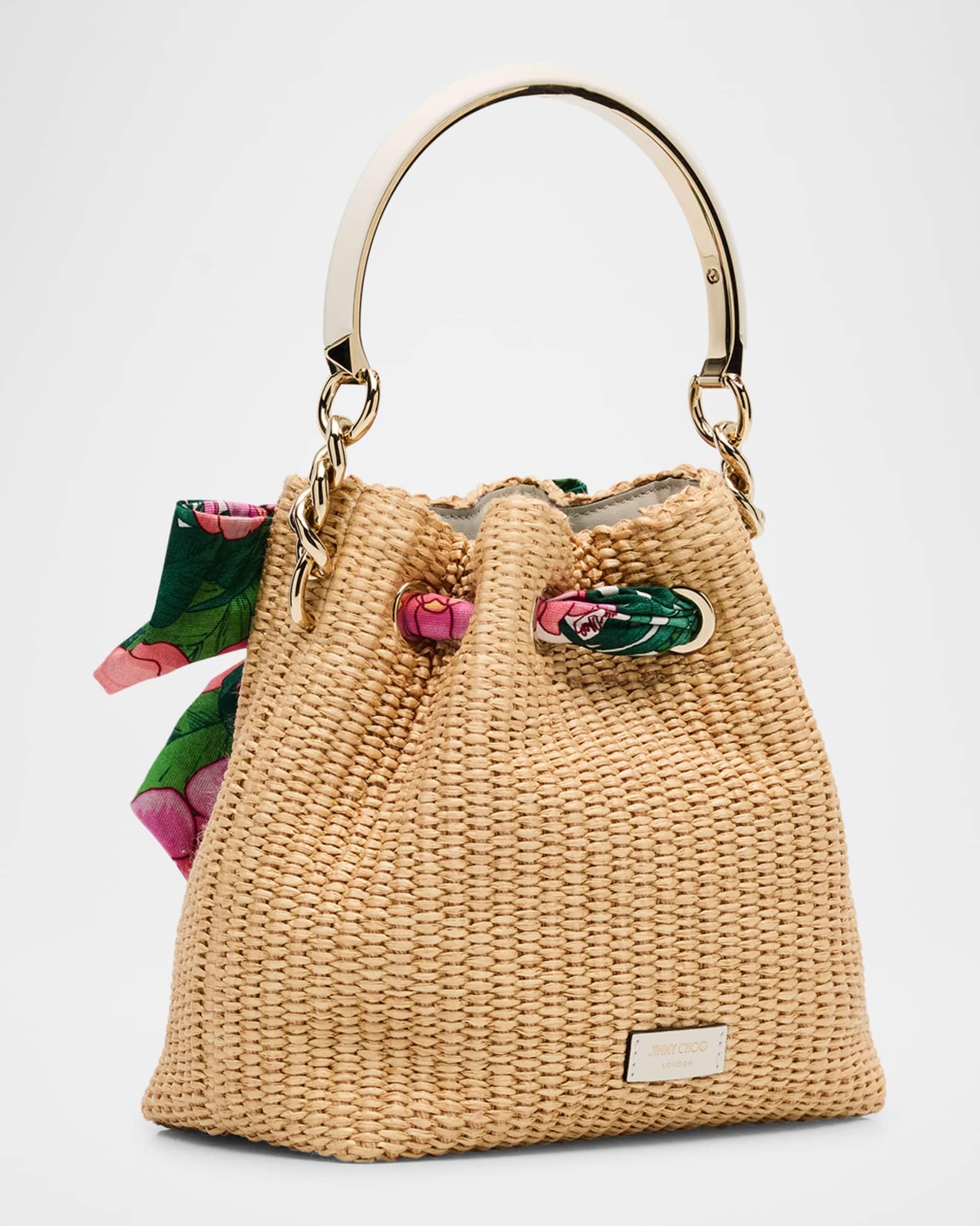 Bon Bon Drawstring Raffia Bucket Bag Product Image