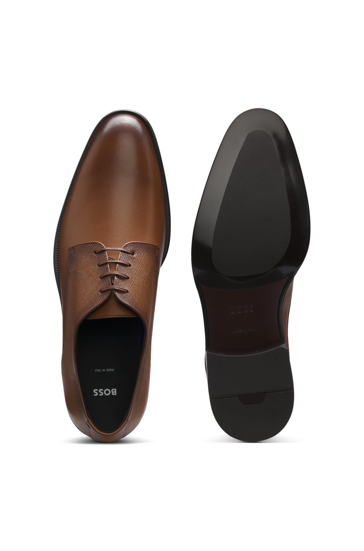 Derby shoes in textured and smooth leather Product Image