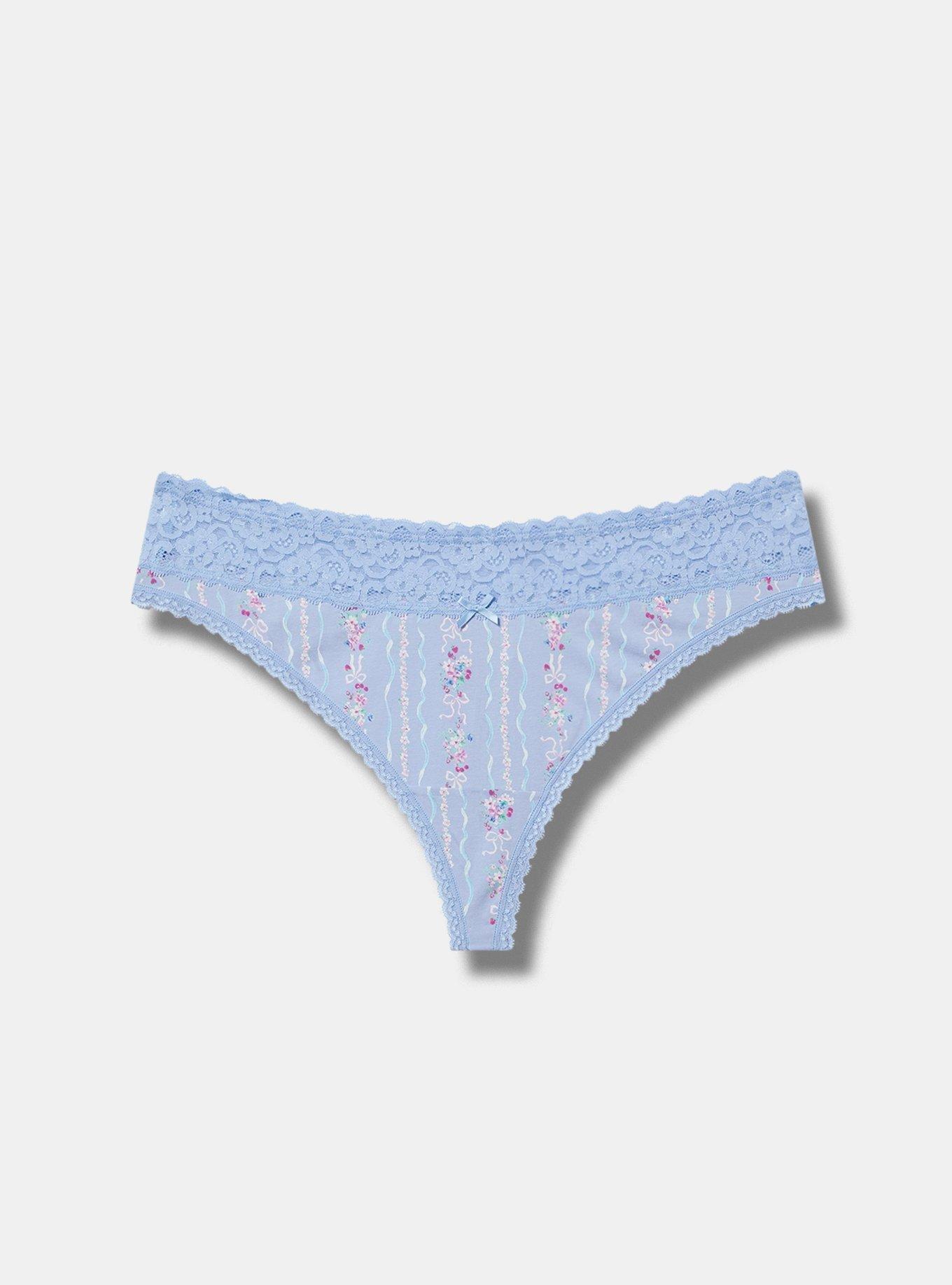 Cotton Mid-Rise Lace Trim Thong Panty Product Image