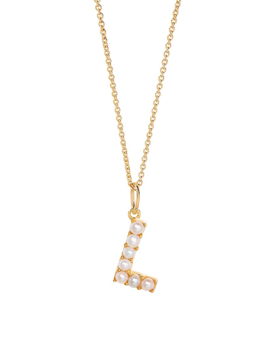 Womens Bridget Initial 14K-Gold-Plated & Freshwater Pearl Necklace Product Image